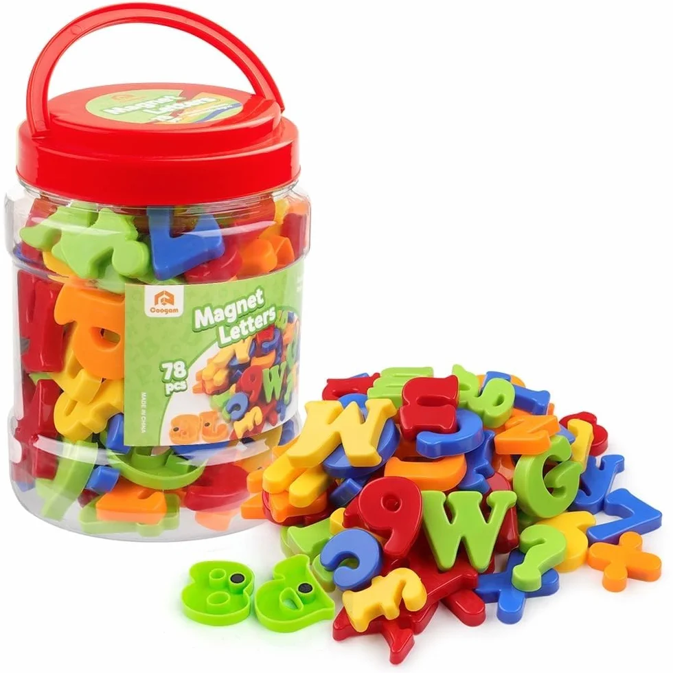 Coogam Magnétiques Lettres et Chiffres Alphabet Majuscule Minuscule Aimants Frigo Jouet éducatif Préscolaire 78 Pcs