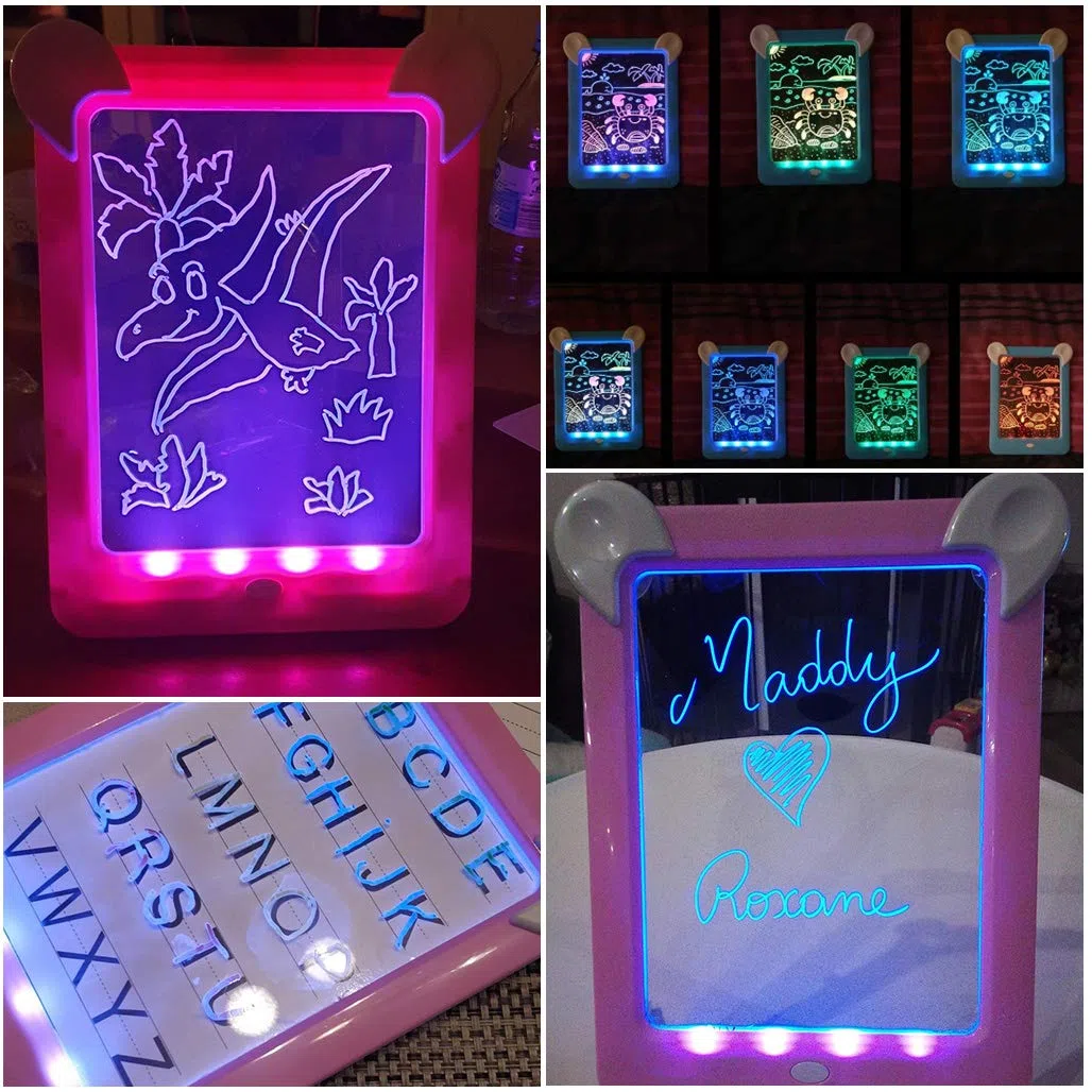 PHYLES Tableau Magique, Ardoise Magique pour Enfant, Tableau Magique Lumineuse Bebe Dessin Multifonction avec 8 Effets Lumineux - Loisir Créatif Jouet Educatif pour Votre Petit Artiste (Blue)