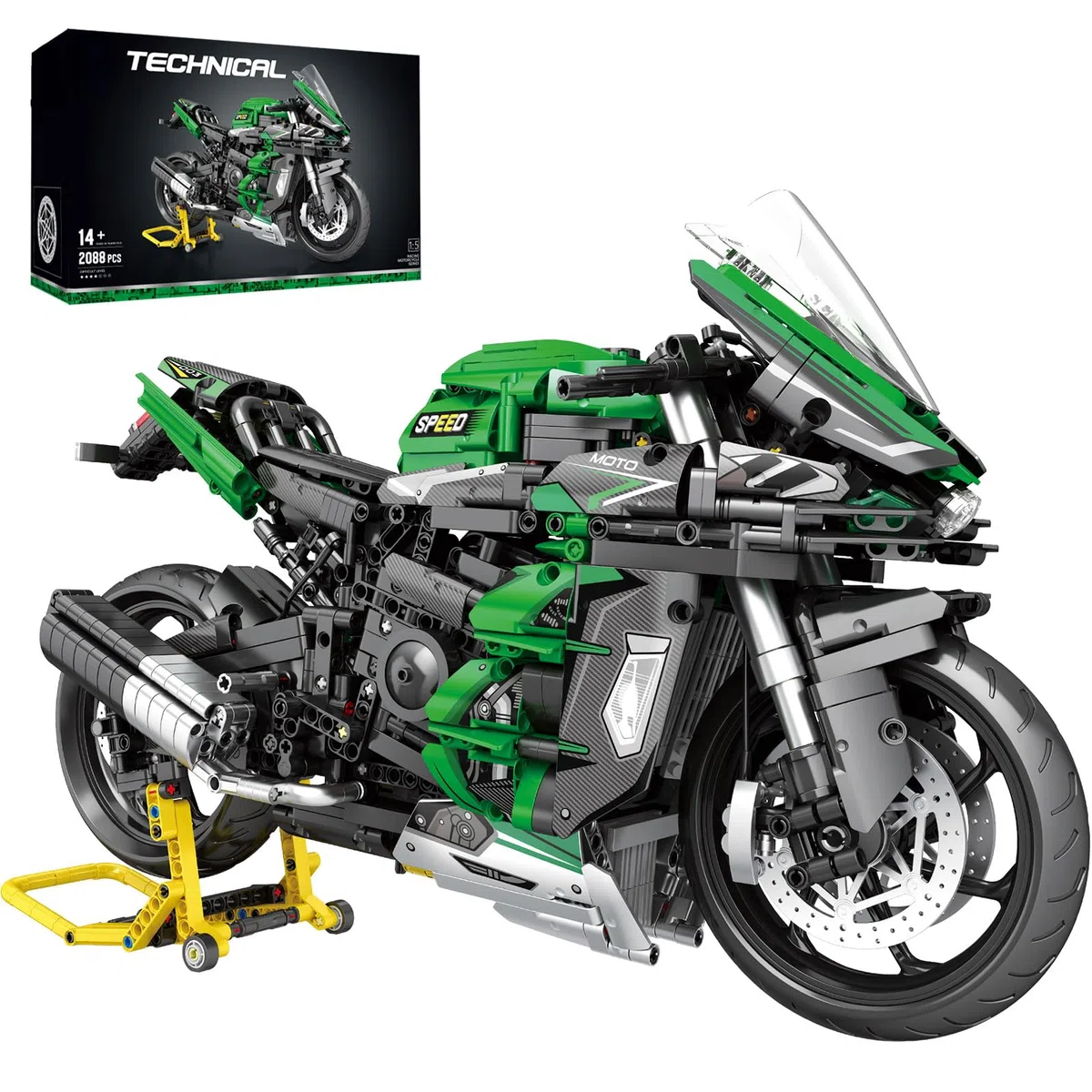 Reobrix 1:5 H2 SX SE Bloc de construction de moto pour adultes, ensemble de briques techniques de voiture de super moto, collection de véhicules de vélo, cadeaux décoratifs pour adolescents, garçons