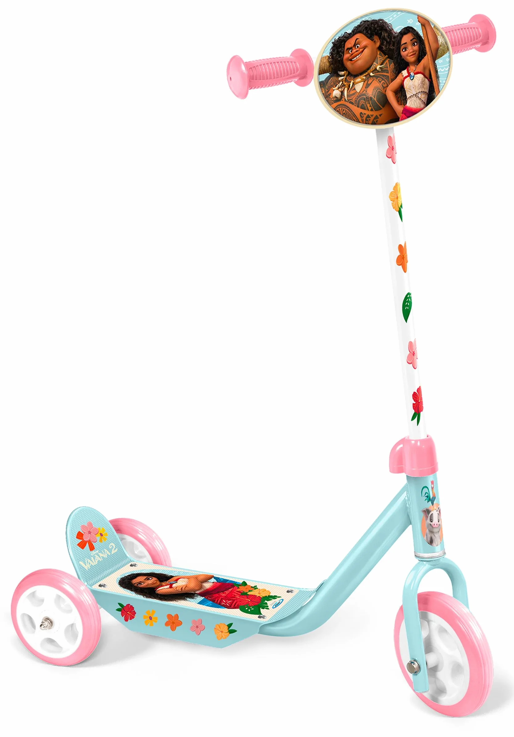 Trottinette 3 Roues VAIANA 2 Ajustable Hauteur Plateau Anti-dérapant Poignées Anti-pincement Roues PVC Rose-Bleu
