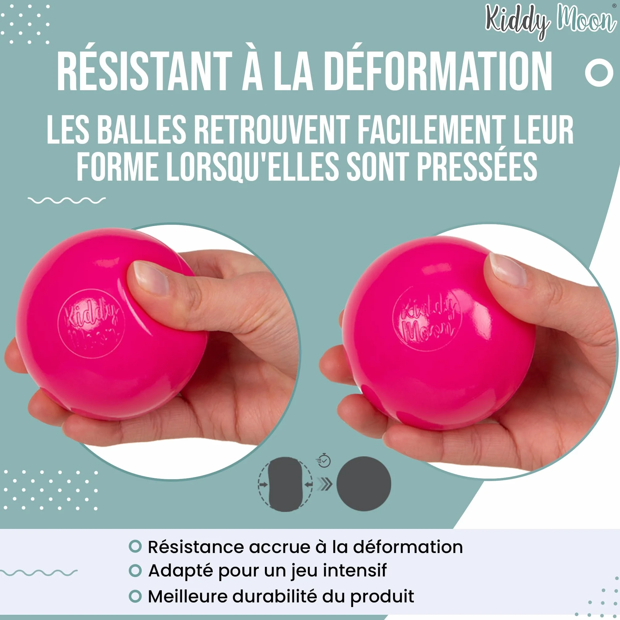 KiddyMoon 200/6Cm ∅ Balles Colorées Plastique pour Piscine Enfant Bébé Fabriqué en EU, Jaune/Vert/Bleu/Rouge/Orange
