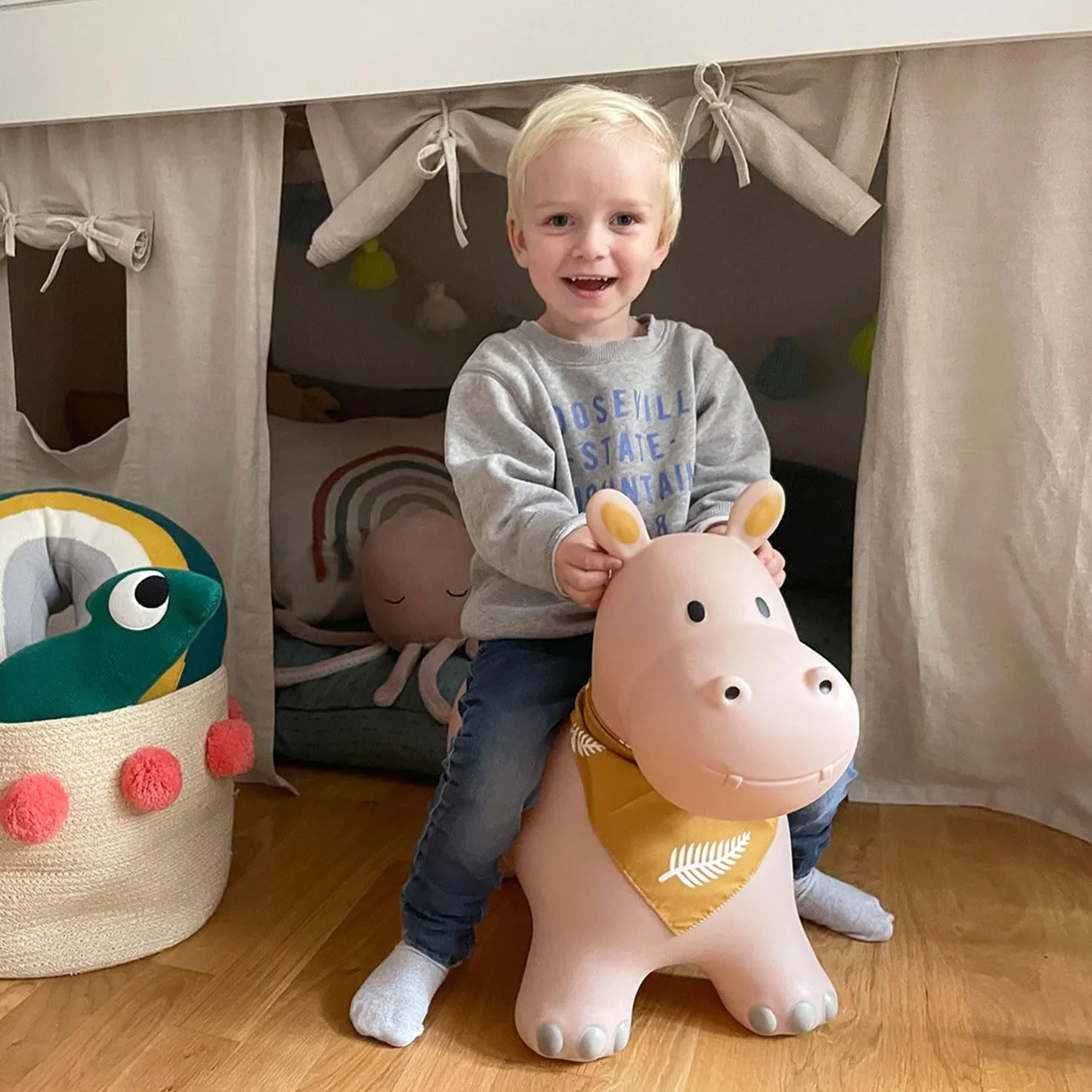 Kindsgut Animal Sauteur pour Enfants Hippo avec Pompe à Air