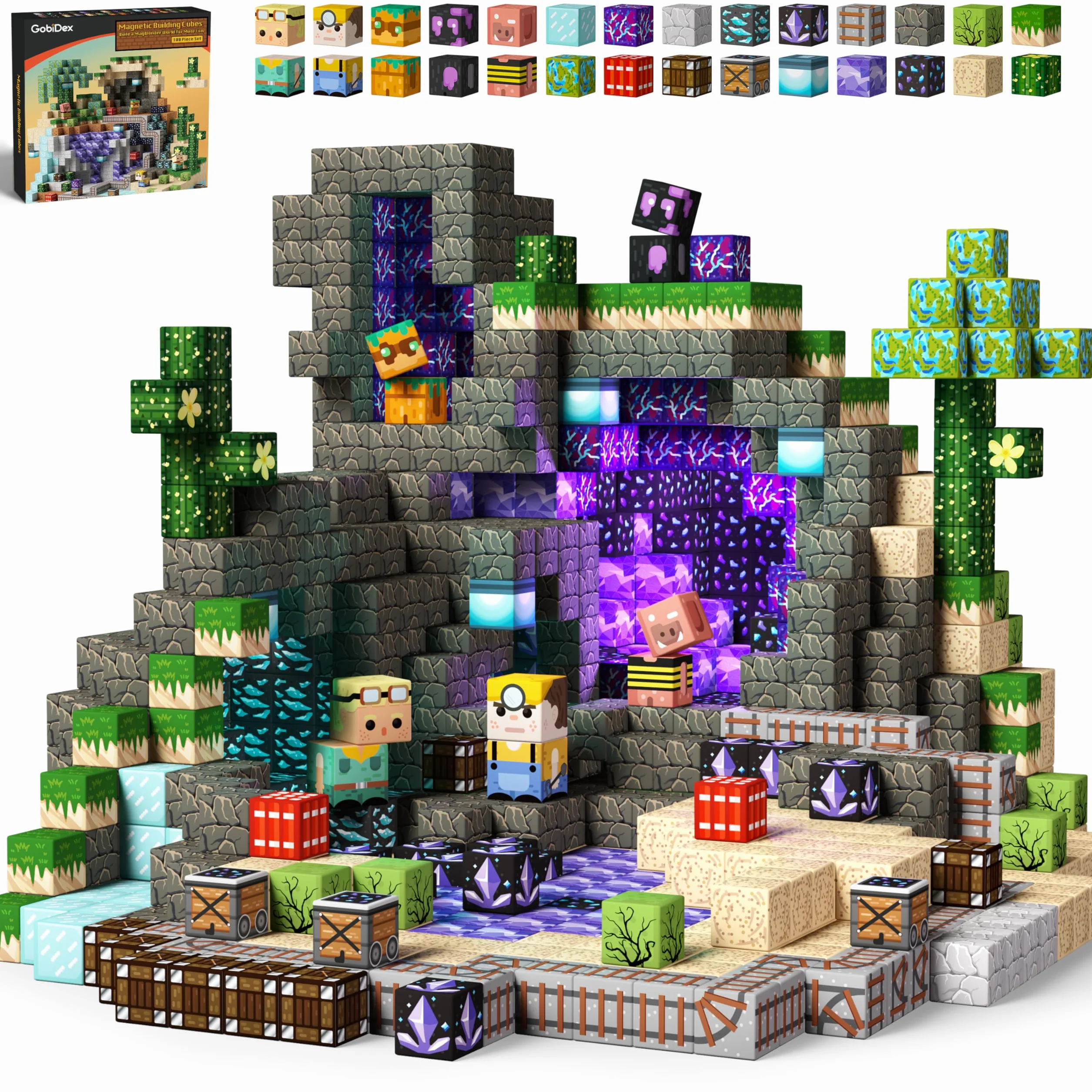 GobiDex 100PCS MagWonder Blocs Construction Magnétiques Enfants, Jouet Sensoriel à Empiler, Cadeau 3+