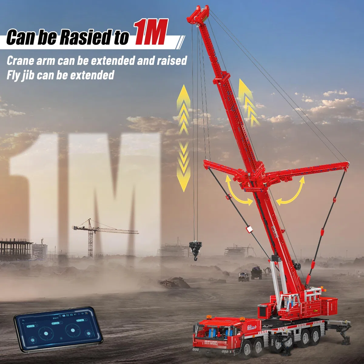 Mould King 17065 Technik GMK Heavy Duty Crane Klemmsteinen Kit 4566+ PCS MOC Remote Commanded Raupengraune Blöcke Toy mit 5 Motor
