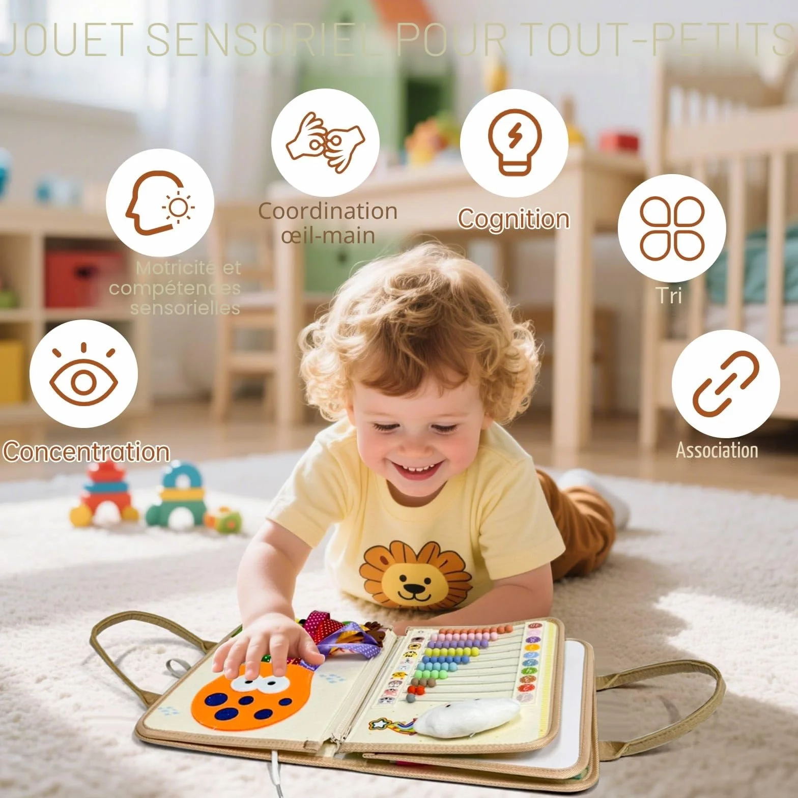 Busy Board Montessori Jouet Enfant 2 Ans Jeux Voiture Voyage Livre Bebe Cadeau Fille