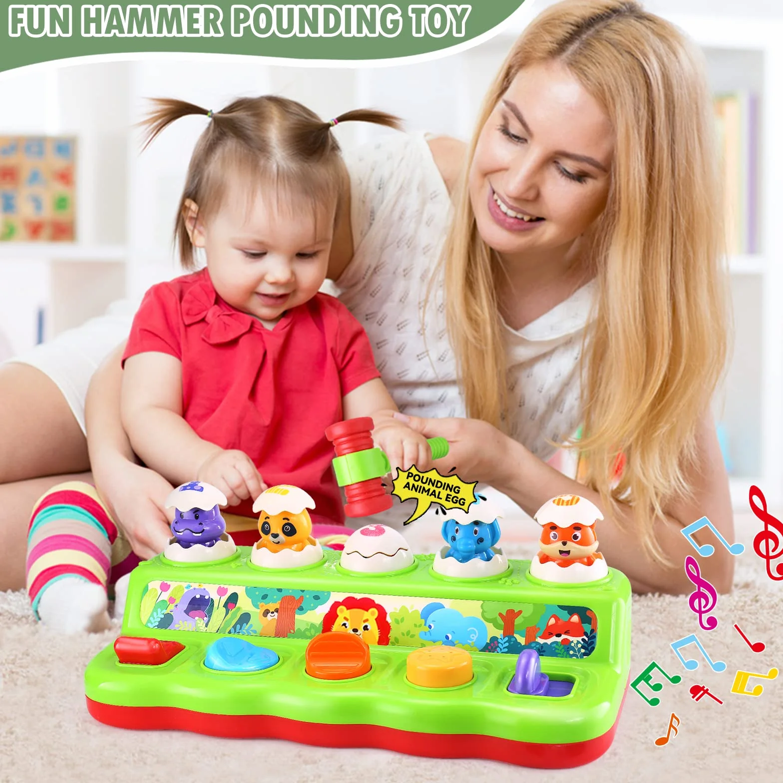 Jouet Montessori Pop-Up Bébé 1 an avec Musique Lumières Animaux Couleurs Jouet Éducatif Enfant 1-4 Ans Fille Garçon Cadeau Anniversaire Noël
