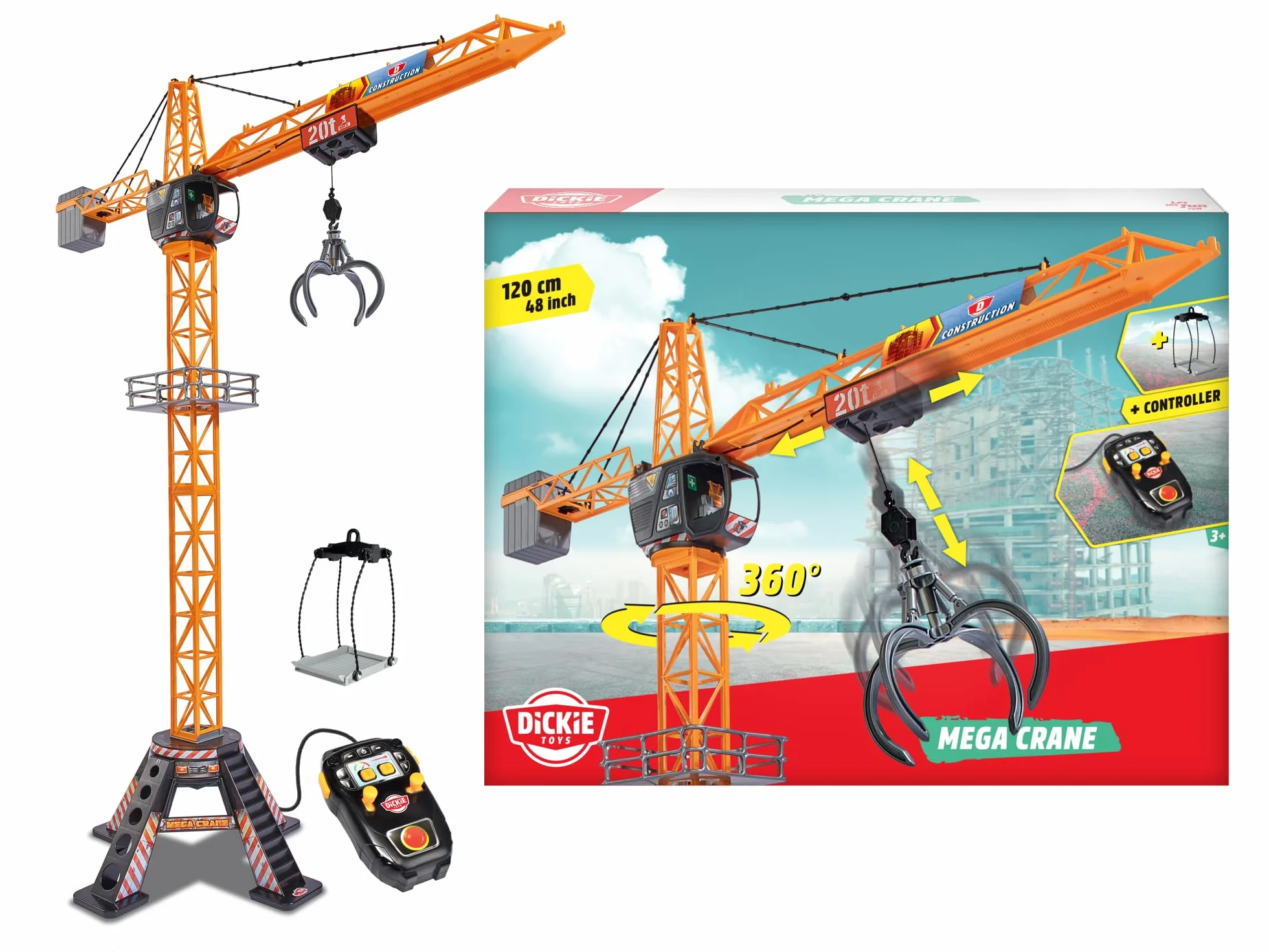 Dickie Mega Crane électrique avec télécommande pour Enfants 120 cm