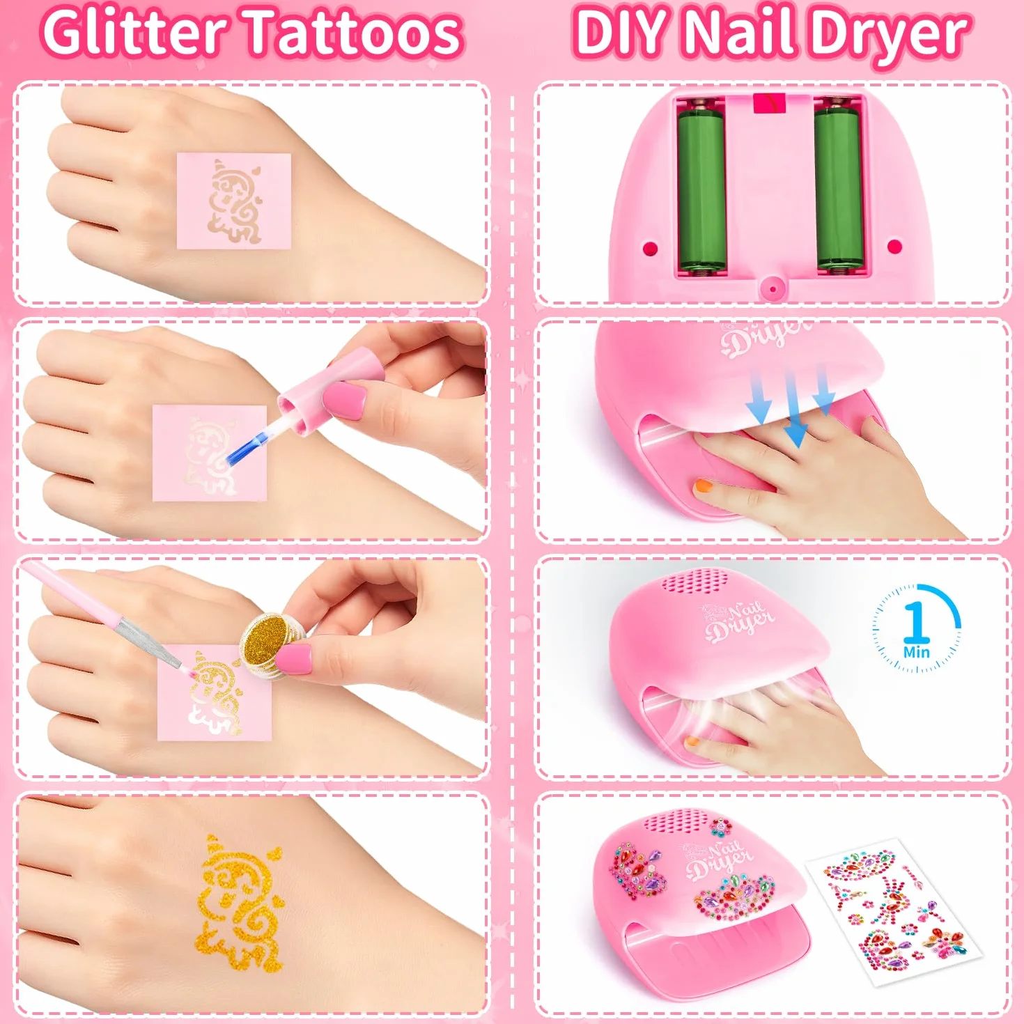 Malette Maquillage Enfant Fille Lavable avec Vernis à Ongles Rouge à Lèvres Jouet Cadeau 3-10 ans