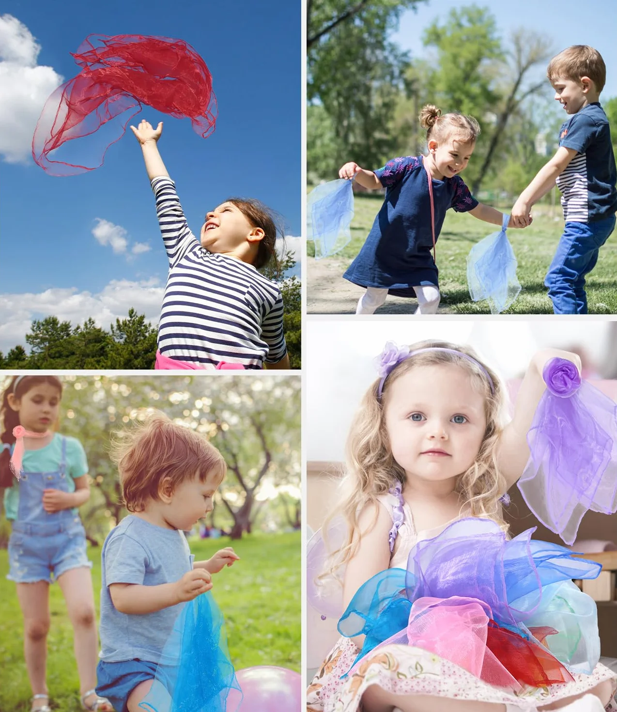 Foulards de Jonglage et Danse pour Enfants 60 x 60 cm - Lot de 30
