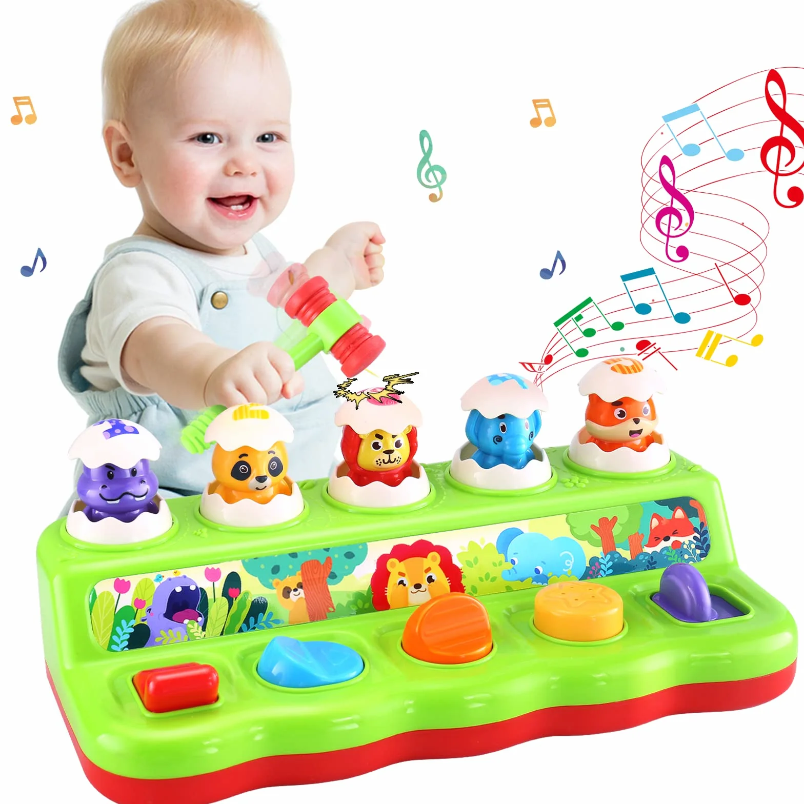 Jouet Montessori Pop-Up Bébé 1 an avec Musique Lumières Animaux Couleurs Jouet Éducatif Enfant 1-4 Ans Fille Garçon Cadeau Anniversaire Noël
