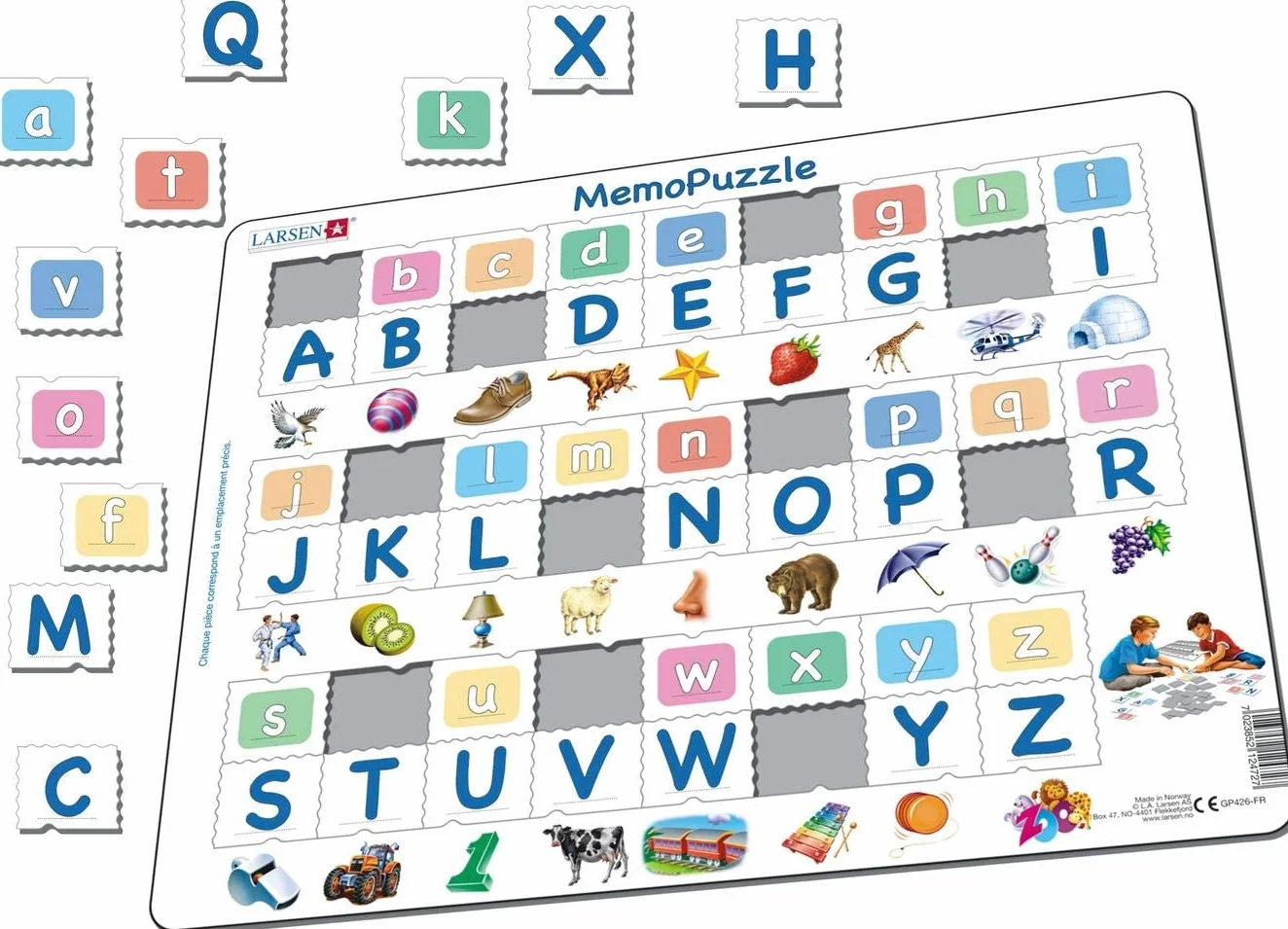 Larsen Puzzles MemoPuzzle Alphabet Puzzle Cadre éducatif 3-6 Ans