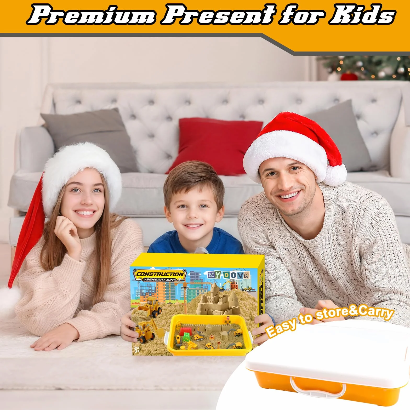 Magic Sand Jouet Sensoriel Bâtiment Sensoriel Jeu de Sable avec Camion pour Enfants 3 Ans et Plus
