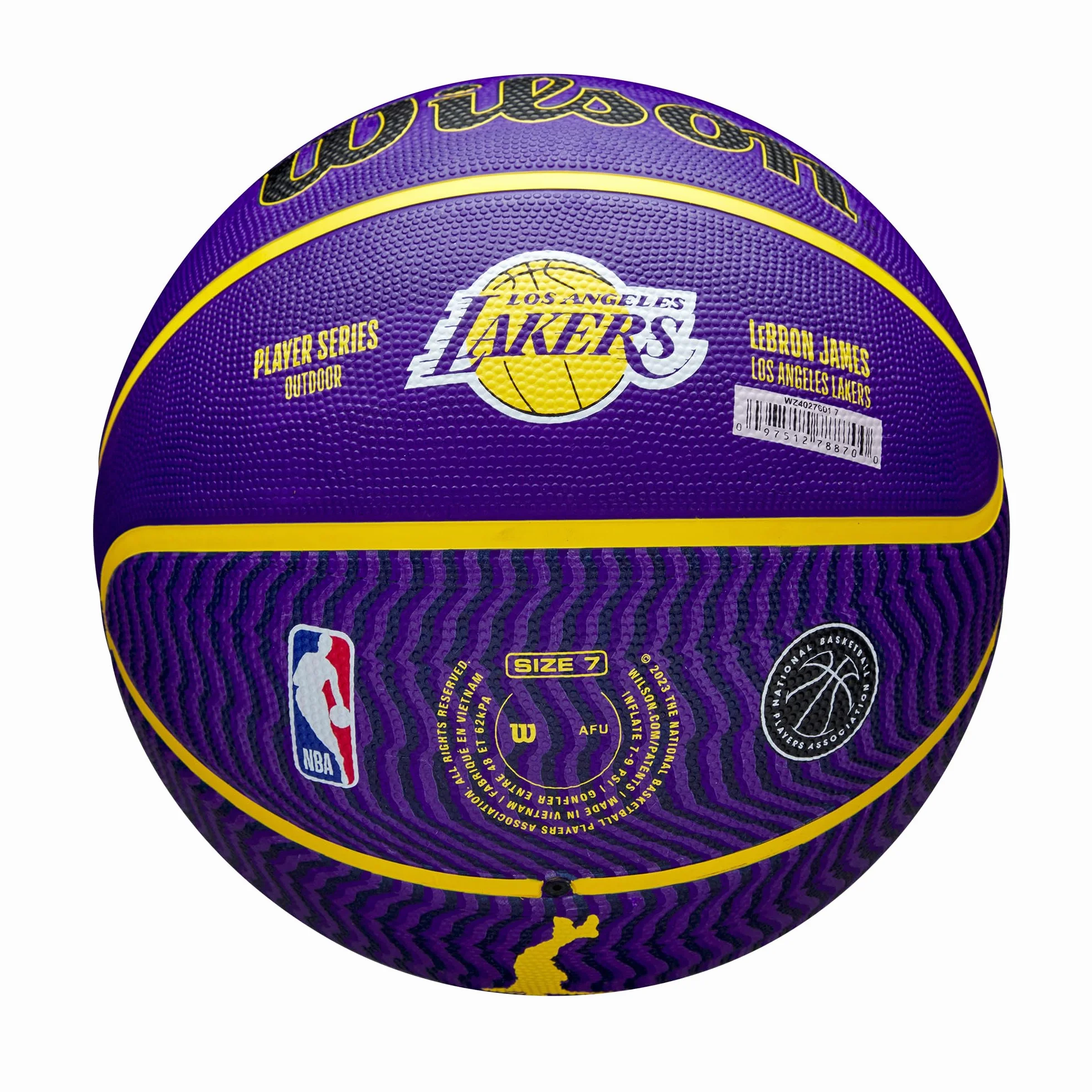 WILSON NBA Player Icon Ballon de Basket d'Extérieur Lebron James Taille 7 Violet/Jaune