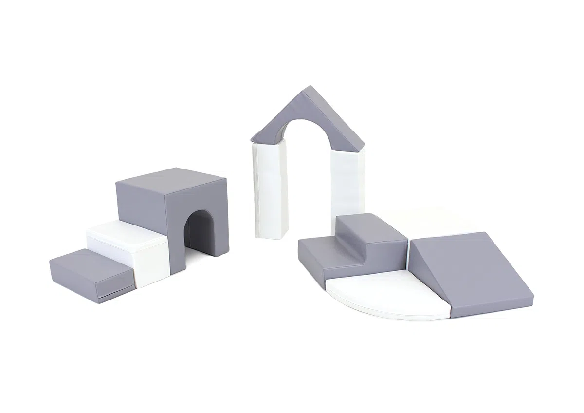 IGLU Soft Play 10 Grande Modules de Motricité en Mousse Blocs de Construction Jouets éducatifs - Antidérapant (Gris, Blanc)