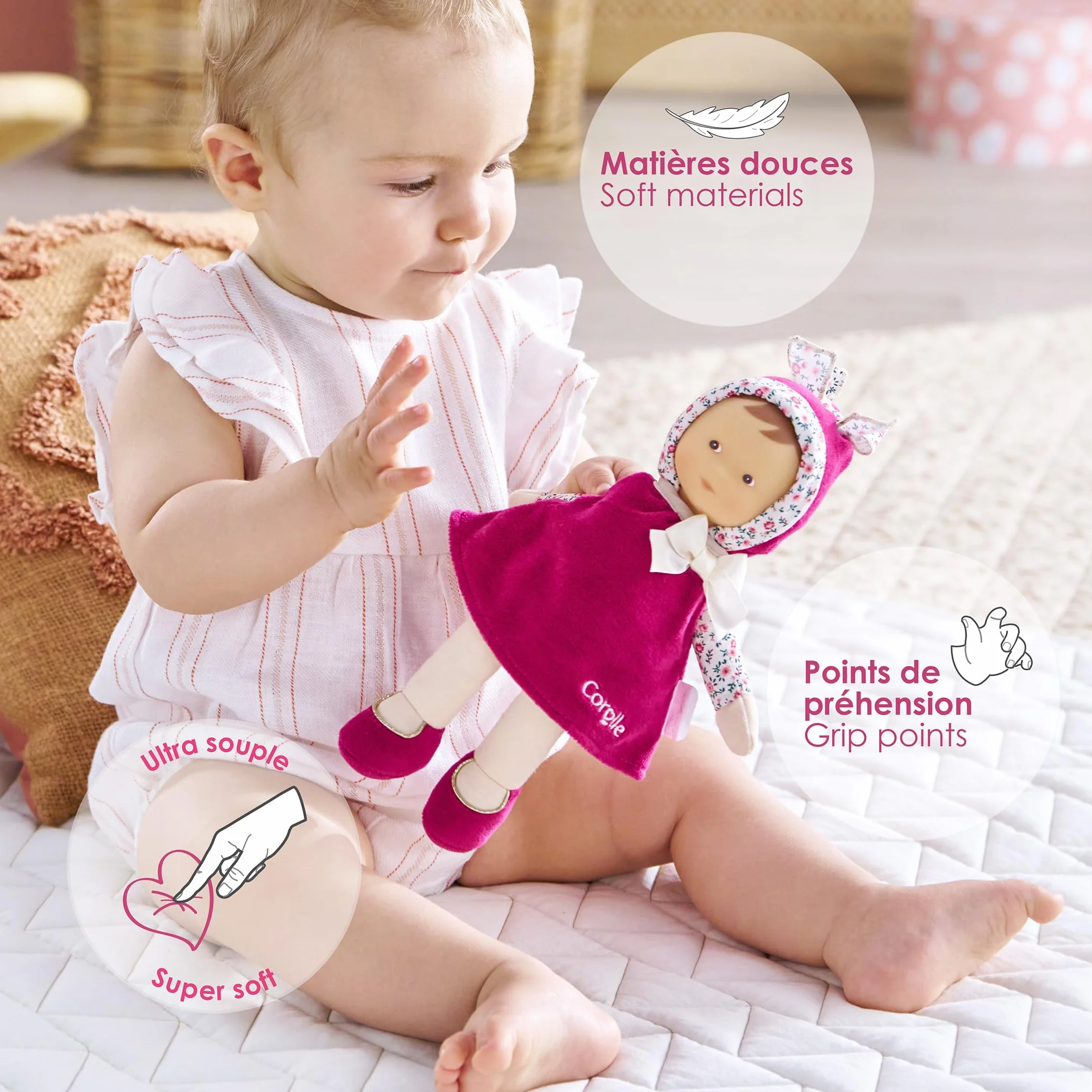 Corolle Mon Doudou Miss Rose Grenadine 25cm dès la Naissance
