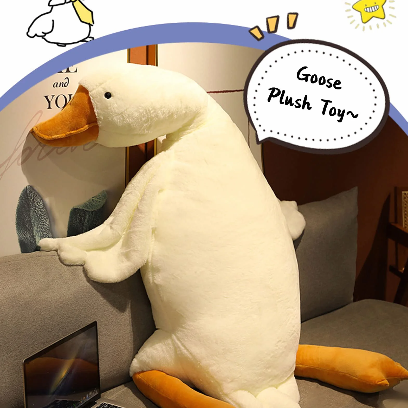 Oie en Peluche Jouet Mignon Oreiller 90cm