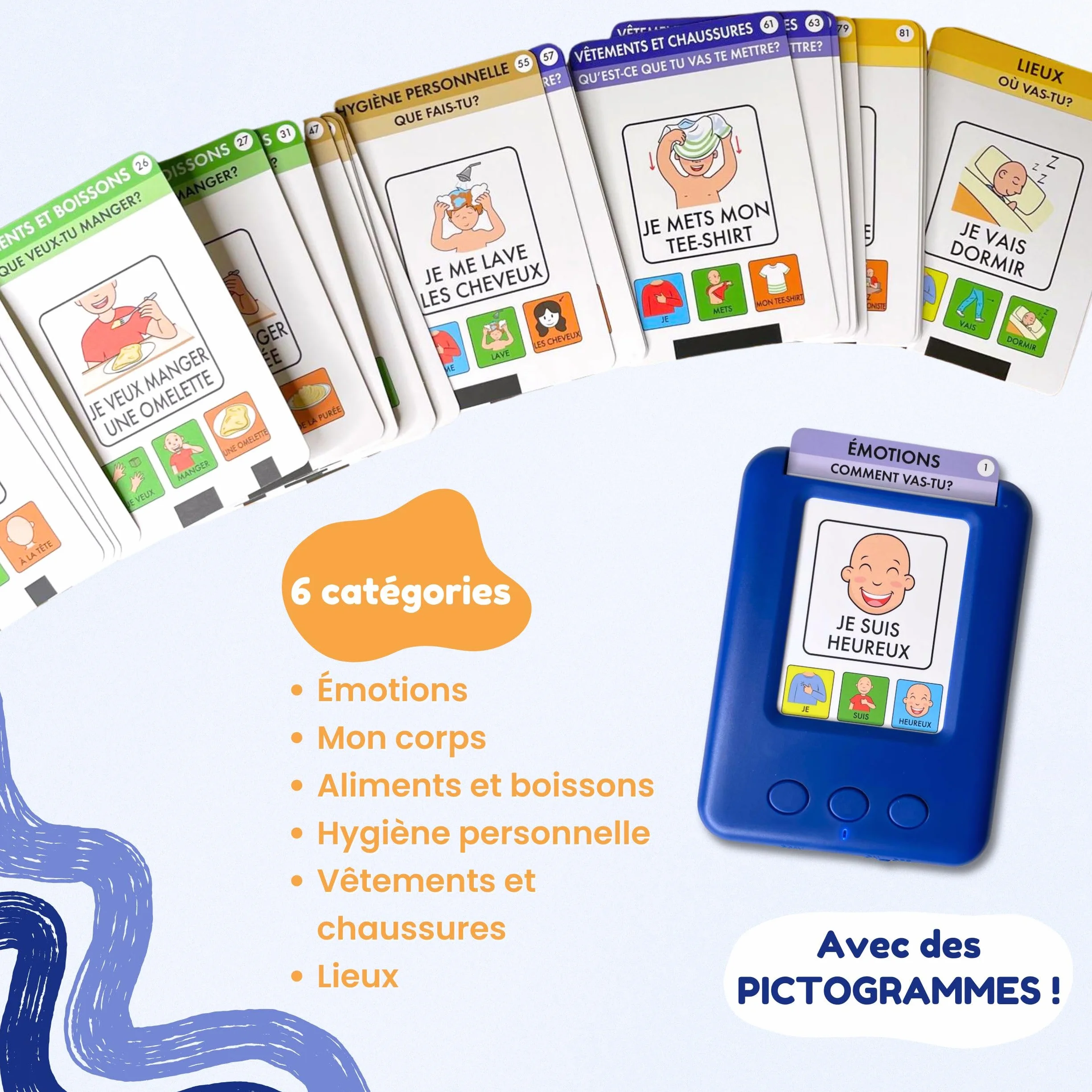 Carte Parlante Montessori Français avec Pictogramme - Cartes Parlantes Français Apprendre Mots Phrases J’apprends Premières Phrases