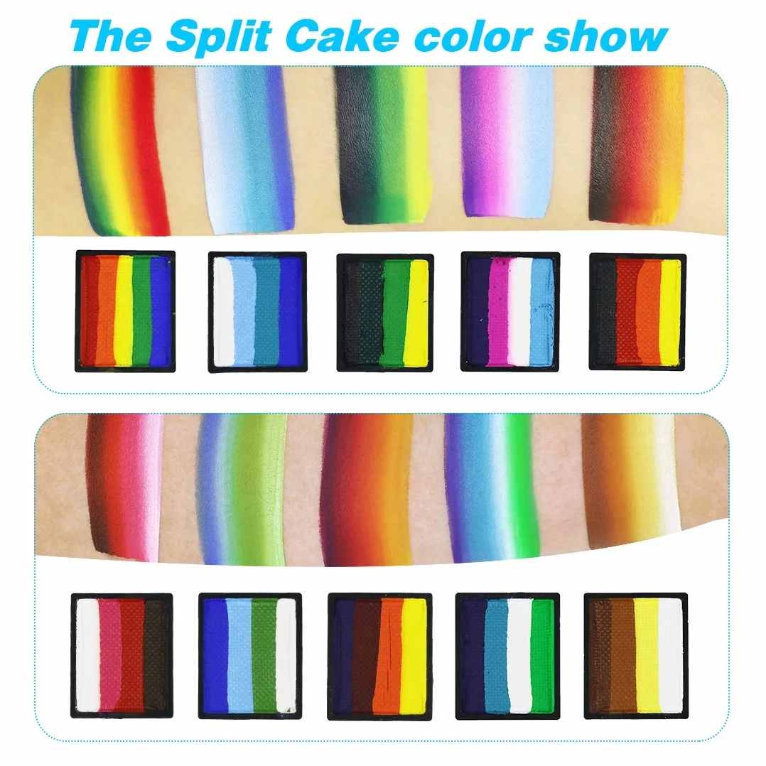 Bowitzki Kit de peinture faciale professionnelle 12 x 10 g One Stroke Split Cake non toxique