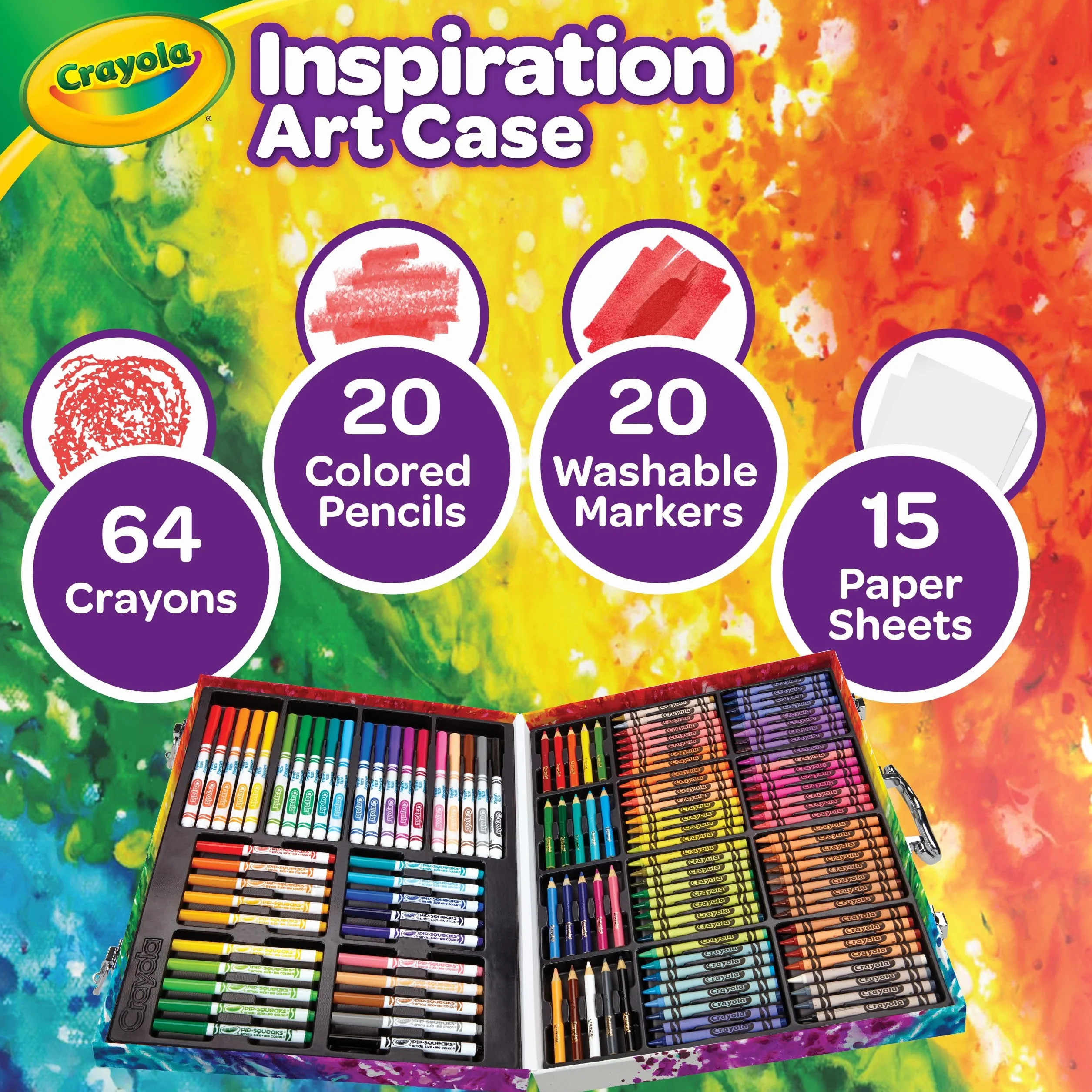 CRAYOLA Coffret de Coloriage 140 Crayons 15 Feuilles Blanches 5 Ans 04-2532