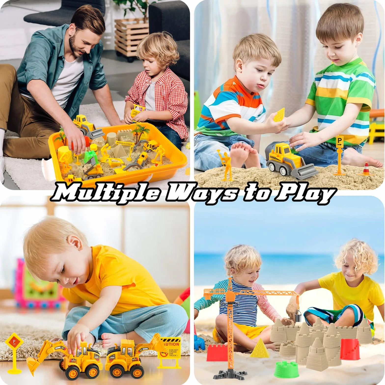 Magic Sand Jouet Sensoriel Bâtiment Sensoriel Jeu de Sable avec Camion pour Enfants 3 Ans et Plus