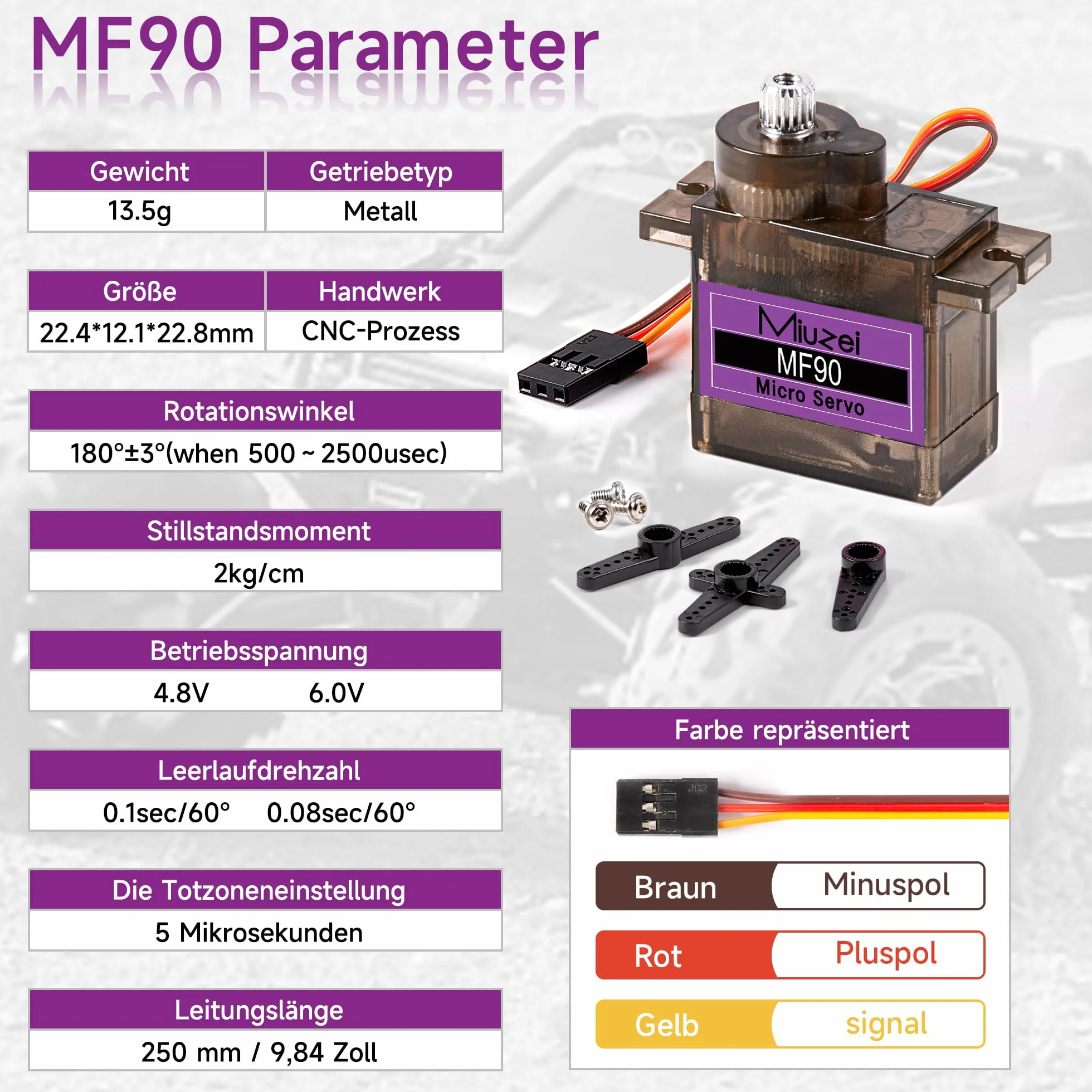 Miuzei Lot de 10 Engrenages Servomoteurs en Métal RC 9G Micro Servo 180° pour Arduino Robot Bras Avion Voiture Bateau