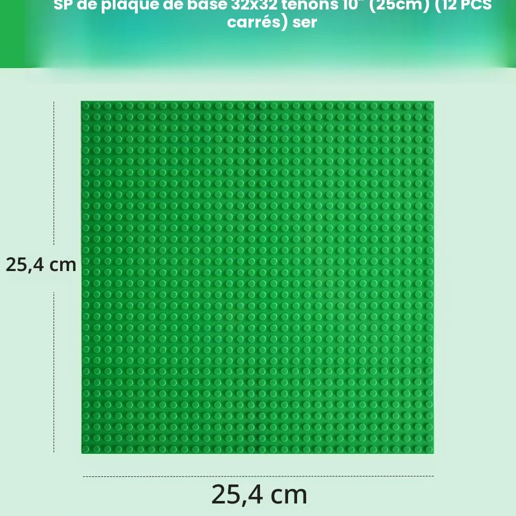 Lot de 12 Plaques de Construction 25x25 cm - Compatible avec la Plupart des Marques - Jouet de Construction pour Enfants - Plaque de Base Grise Verte Bleue