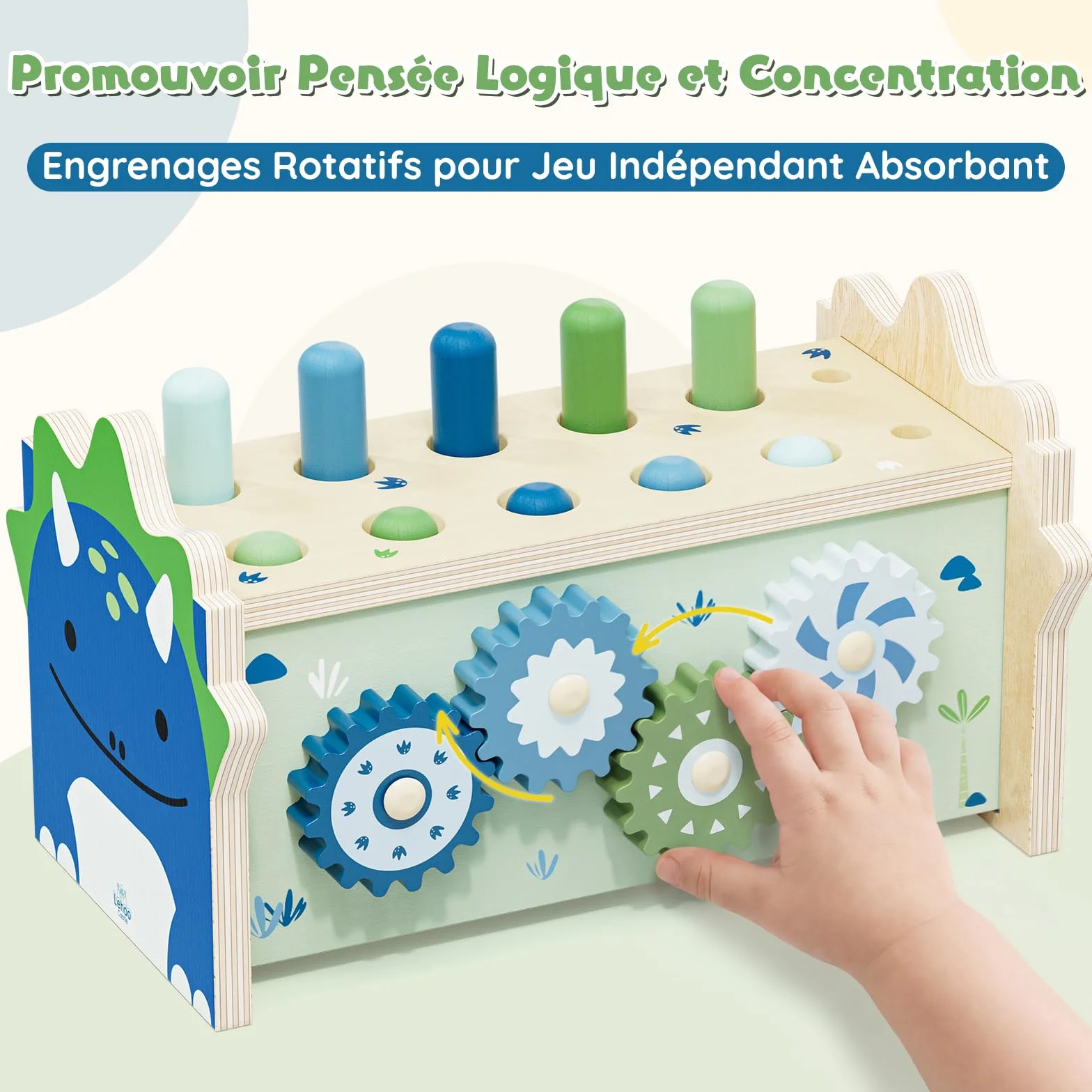 Jouets Montessori 1 An, Jouet en Bois avec Xylophone et Marteaux, Jouets d'Éveil Motricité pour Tout-petits 1-3 Ans