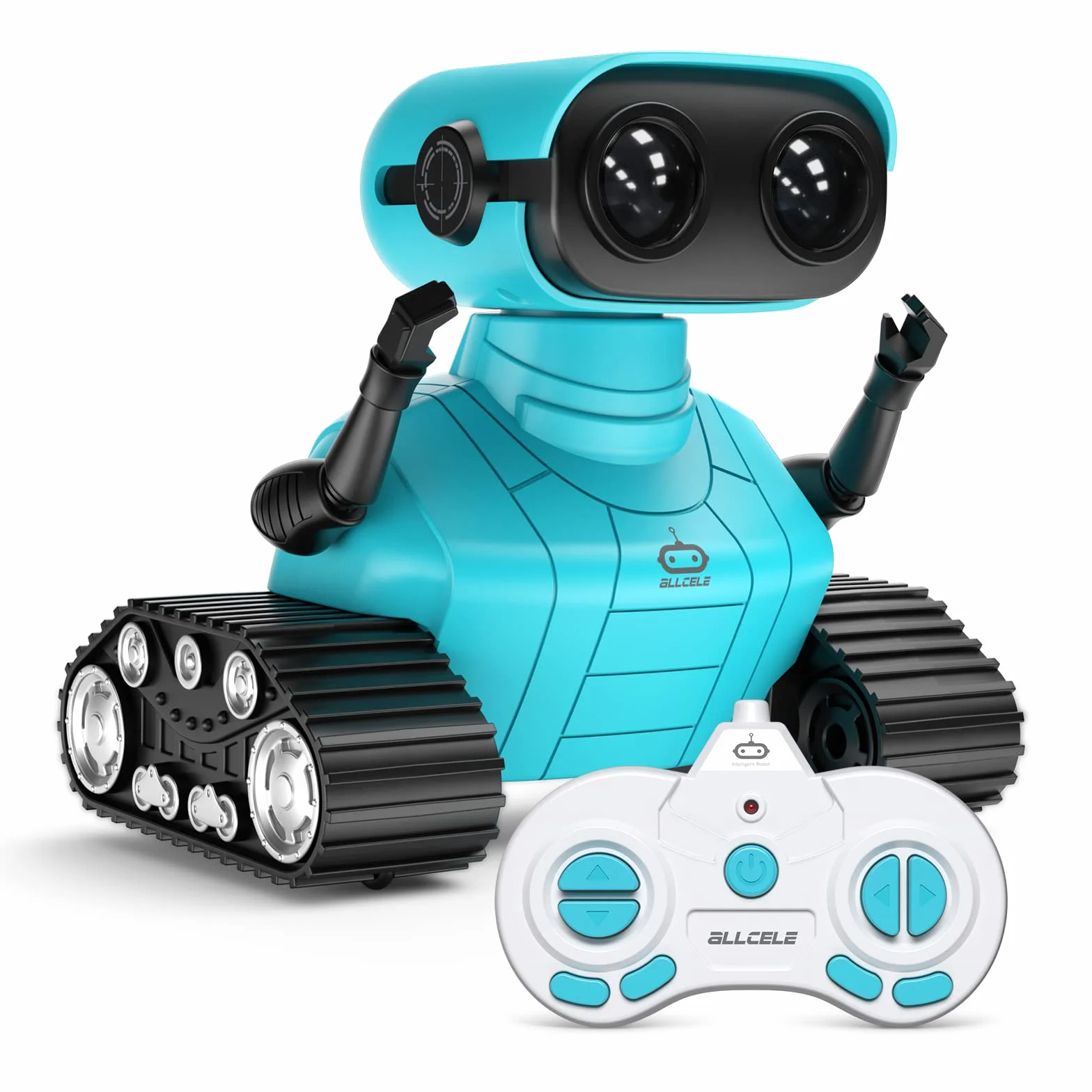 ALLCELE Robot Enfant Jouet Télécommandé Rechargeable avec Yeux LED Musique Sons pour Garçons Filles 3-8 Ans Cadeau Anniversaire Bleu