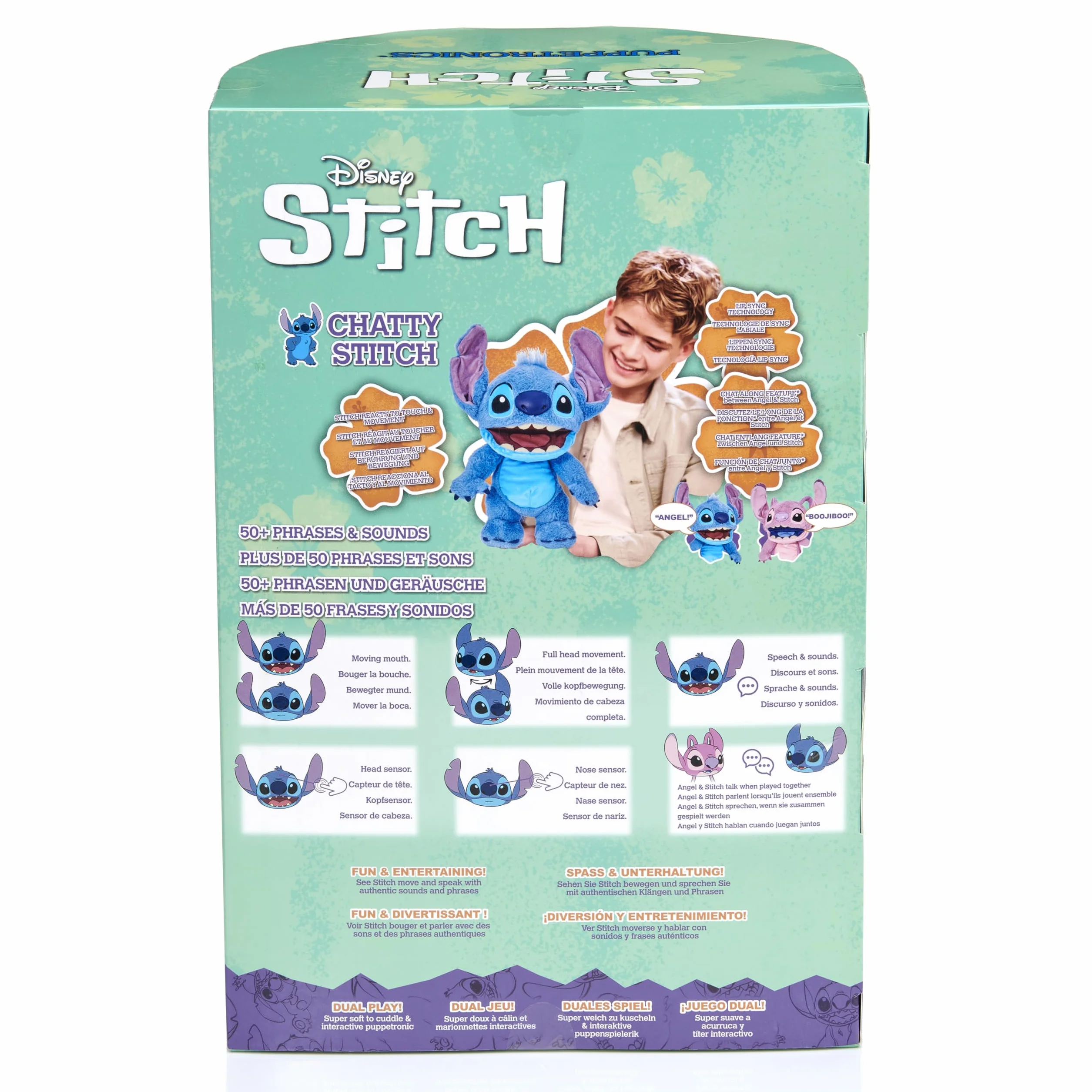 WOW! Stuff Disney Chatty Stitch Deluxe Puppetronic, poupée animatronique Interactive avec Plus de 50 Sons, Parle et Bouge, Taille Environ 30 cm, pour Enfants et Adultes