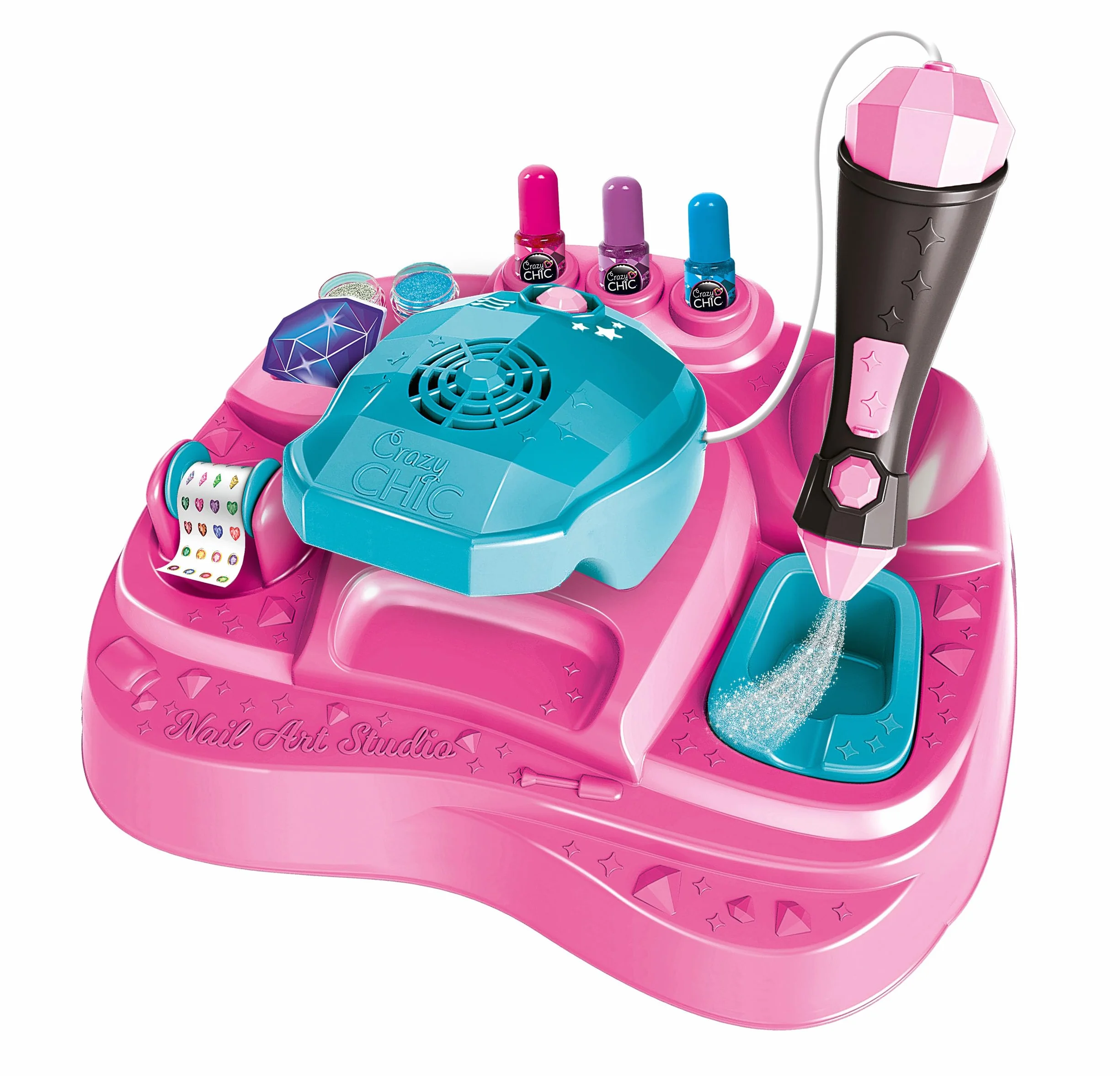Clementoni Nail Art Studio Jeu Créatif Enfant Kit Ongles Trendy Vernis Stickers Paillette