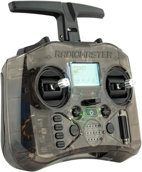 Radiomaster Pocket Hall Gimbal EdgeTX Émetteur Télécommande Portable Léger Lumière LED Intégrée Antenne Pliable (Cc2500 Mode 2 Charbon)