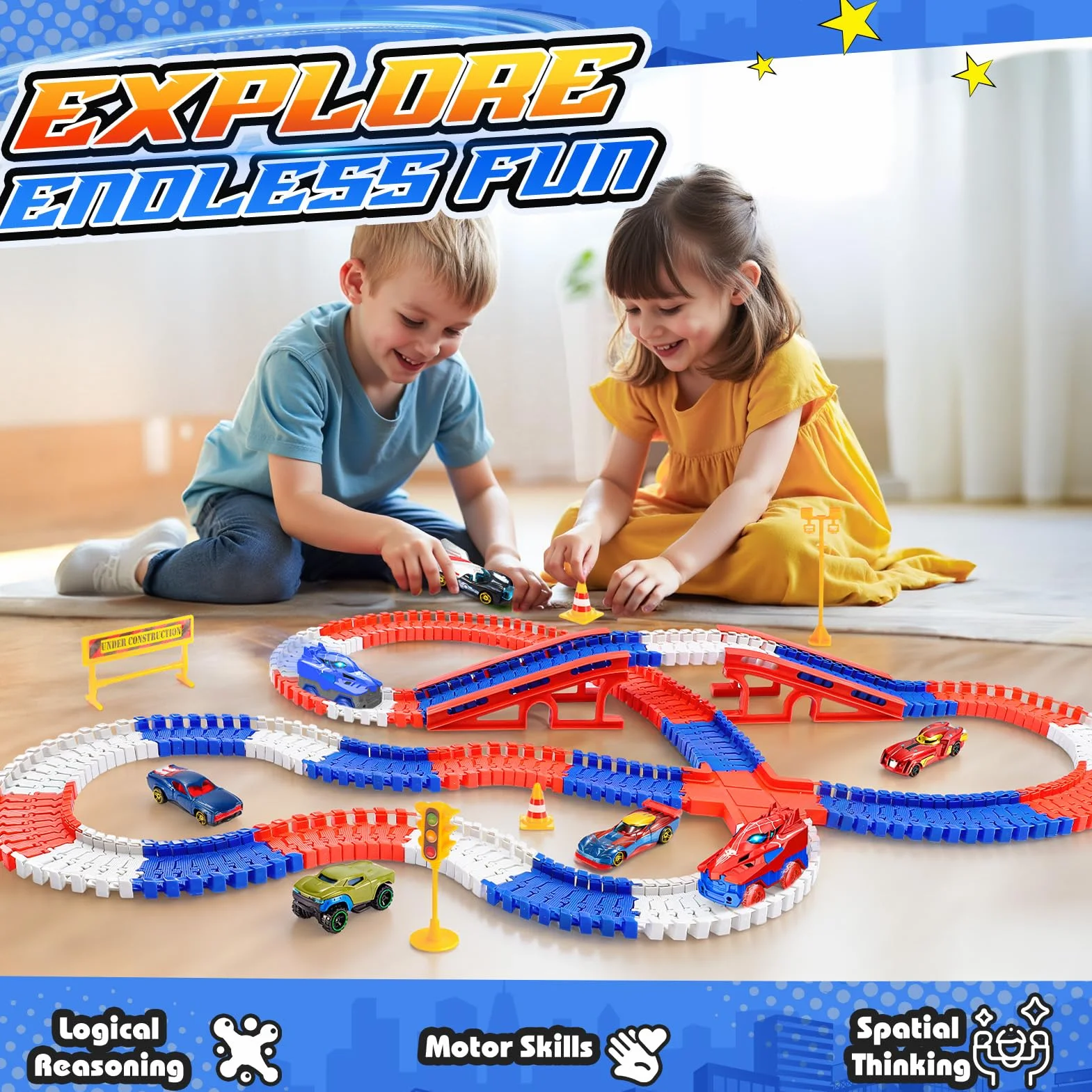 Circuit Voiture Enfant Garcon Fille 2-6 Ans Flexible Electrique Jeux