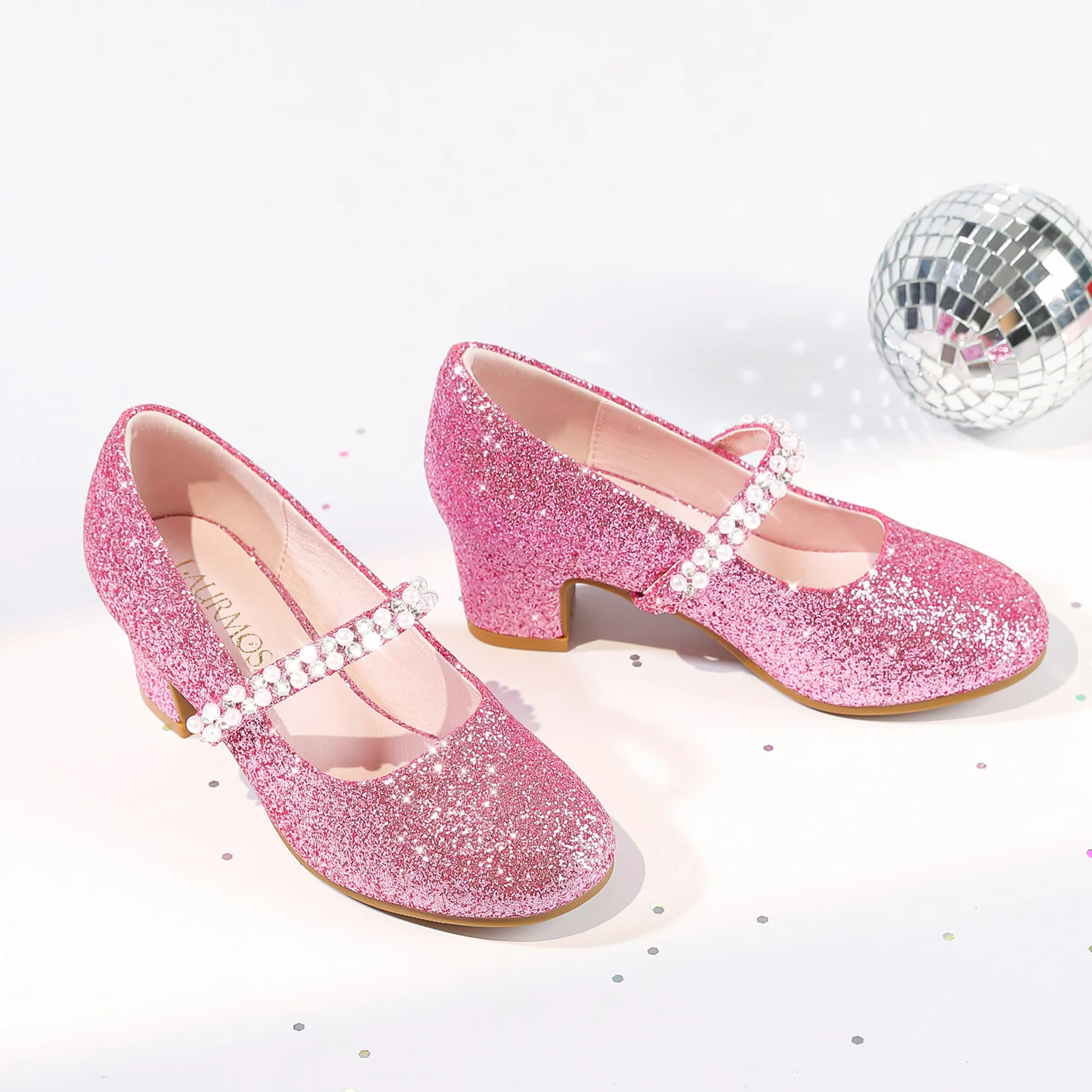 LAURMOSA Perles Chaussure Princesse Fille Mary Jane Talon Enfant Mariage