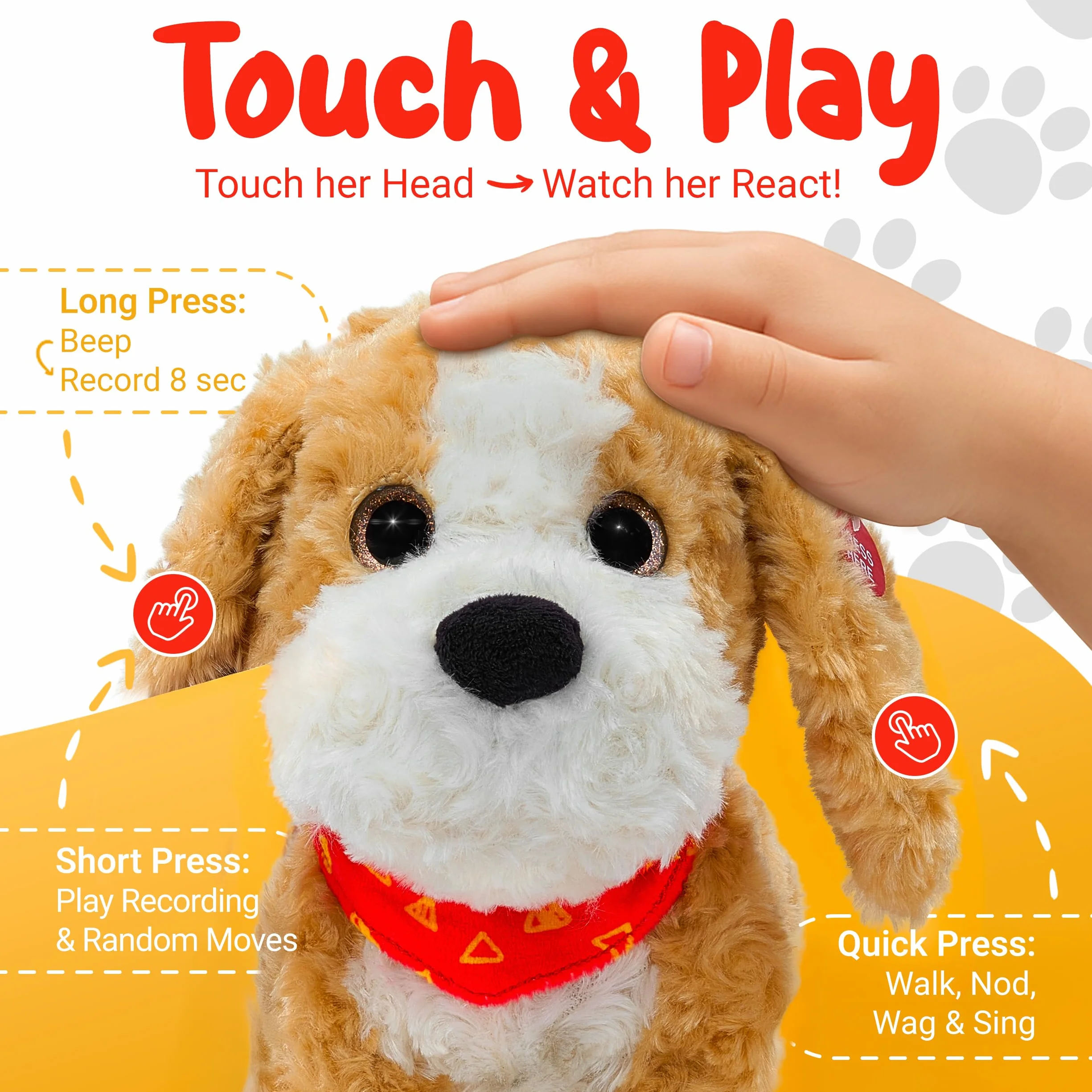 JoyCat Chien Jouet Interactif qui Marche et Aboie, Peluche Éducative pour Enfants 3-6 Ans