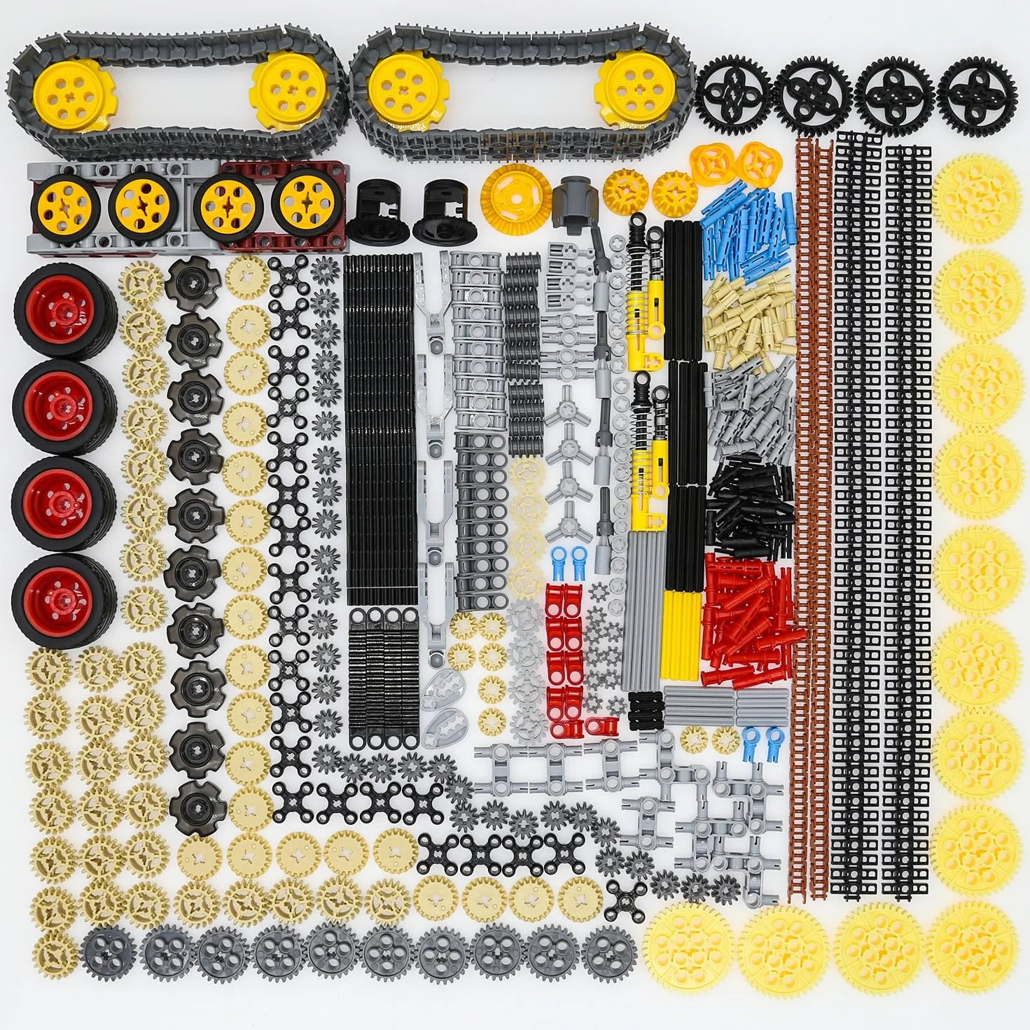 Habow Technologie Série Kit de Pièces de Construction 862 Pièces, Engrenages Axes Goupilles Connecteurs Compatible Briques MOC