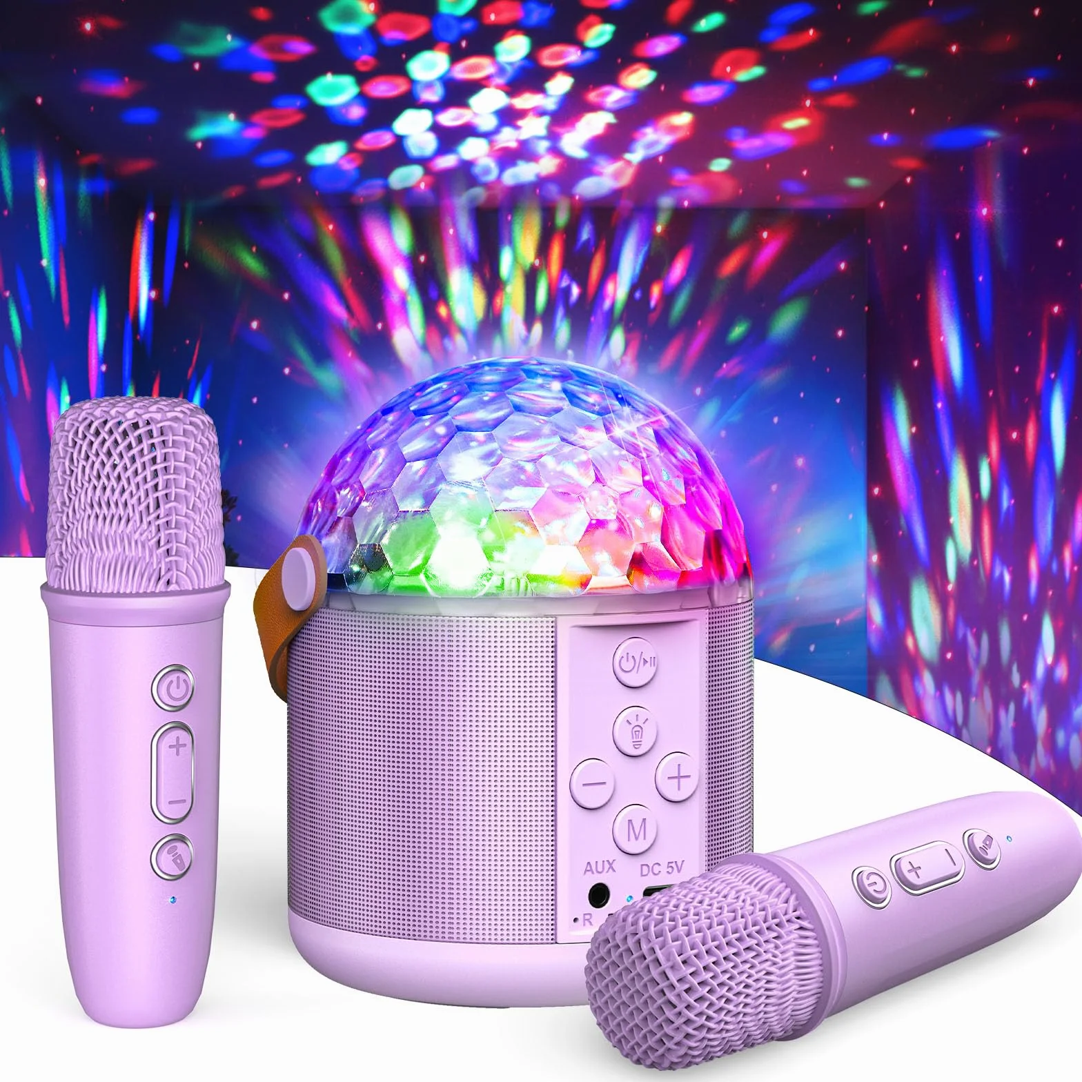 Micro Karaoke Bluetooth Enfant avec LED Disco, Enceinte Portable pour Chanter Anniversaire Famille
