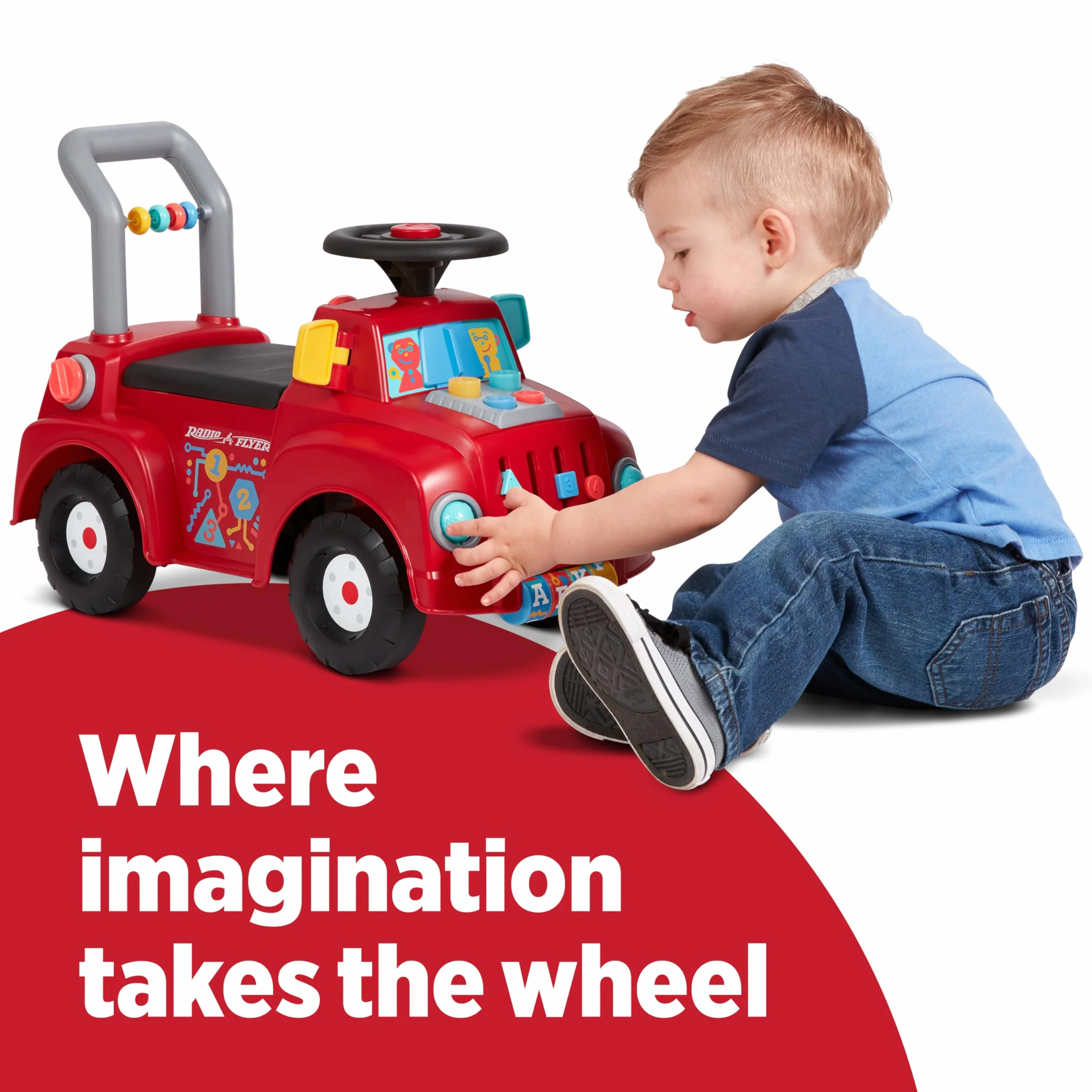 Radio Flyer Camion de Bricolage avec Lumières et Sons, Jouet à Monter pour Tout-Petits 1-3 Ans, Rouge