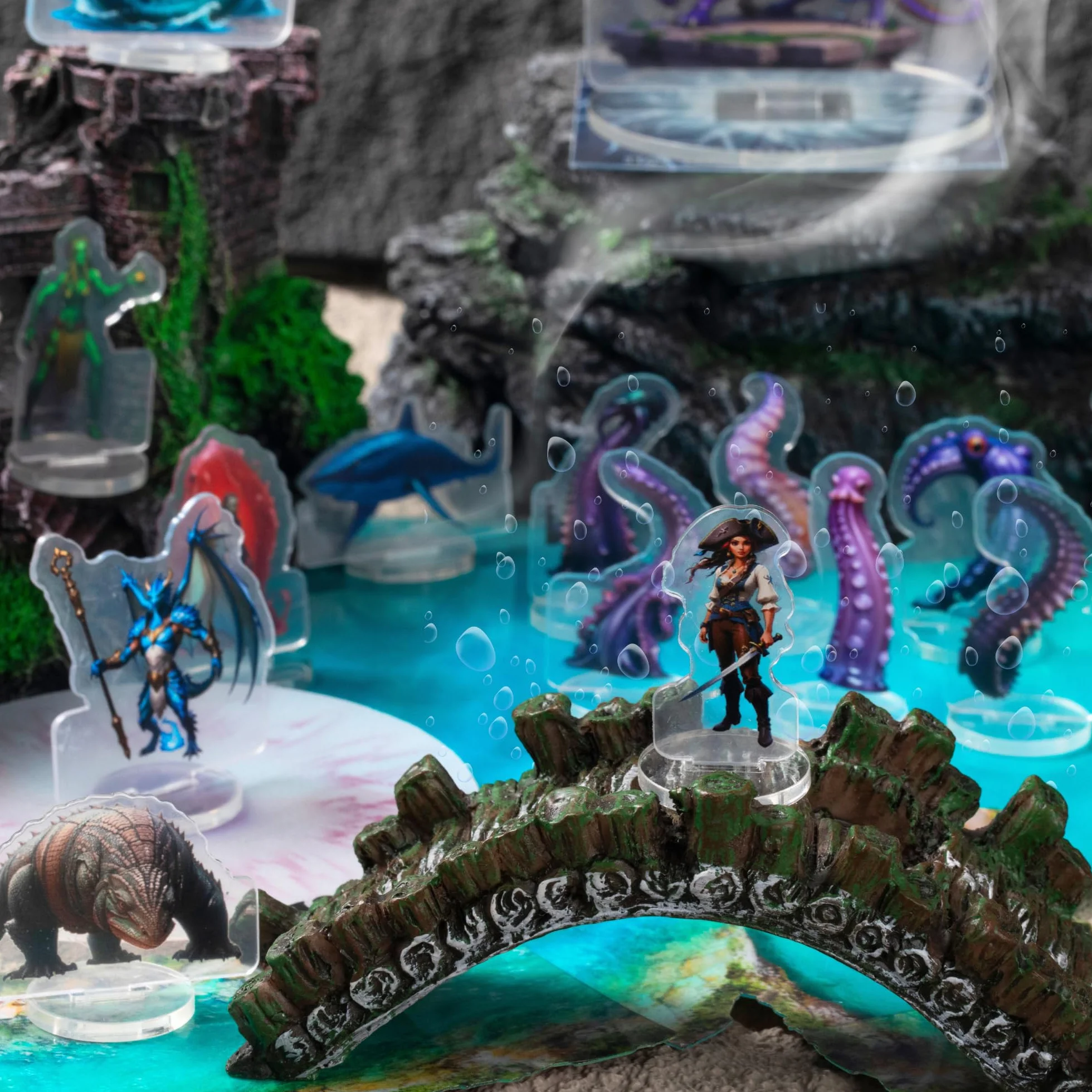 Dungeons & Dragons Starter Set Mini Figurines Acryliques Coastal Swamp Underwater TTRPG DM