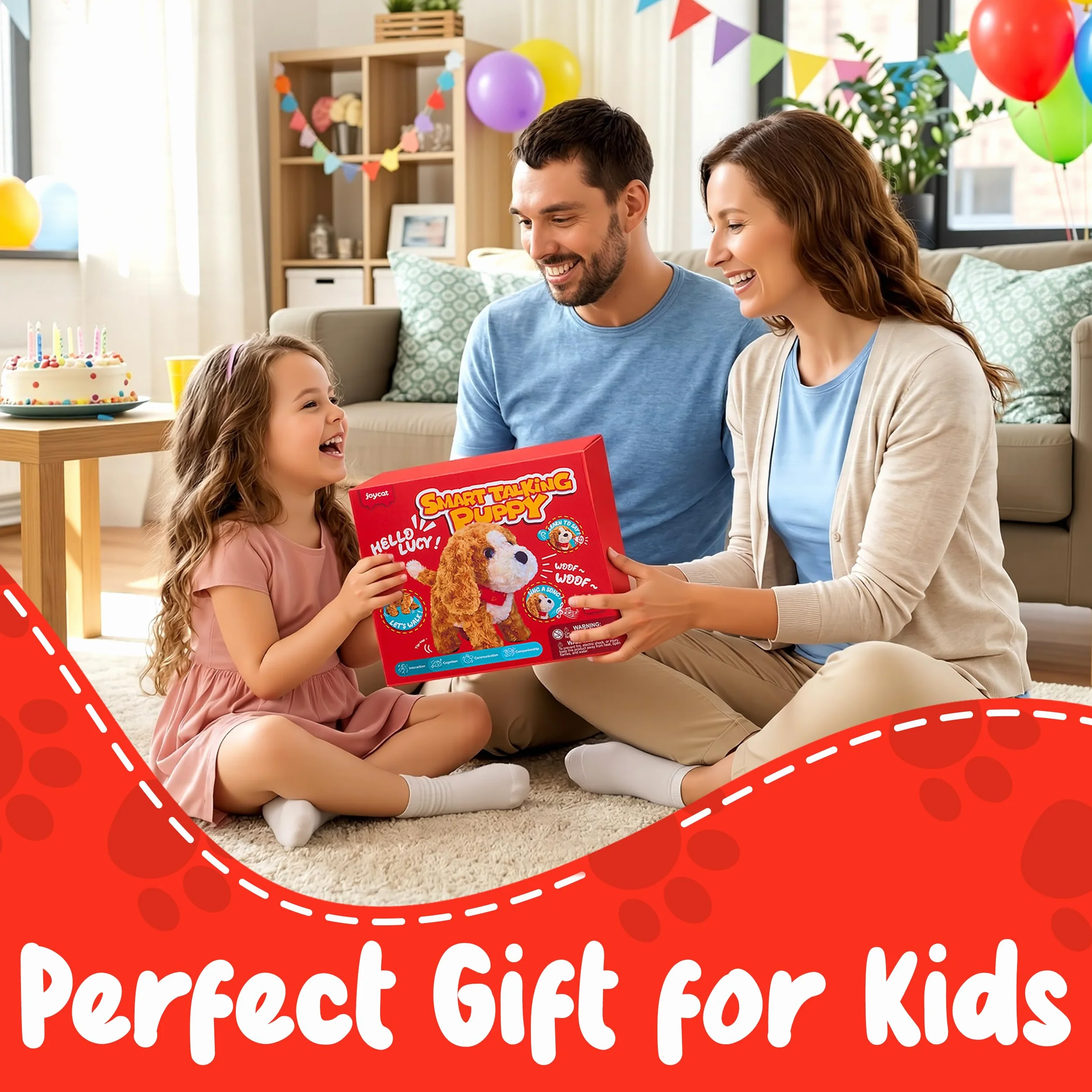 JoyCat Chien Jouet Interactif qui Marche et Aboie, Peluche Éducative pour Enfants 3-6 Ans