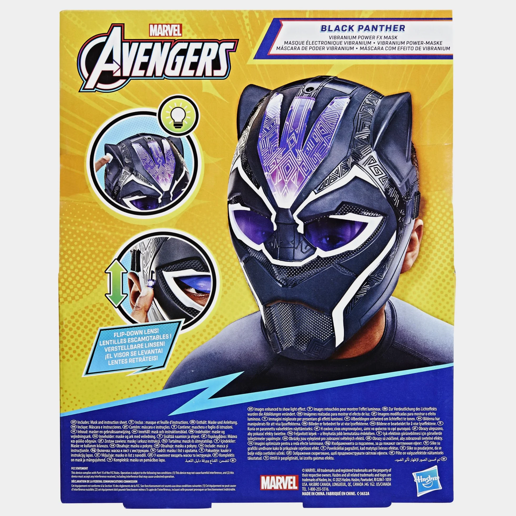 Masque électronique Vibranium Black Panther Marvel Avengers jouet déguisement effets lumineux super-héros 5 ans