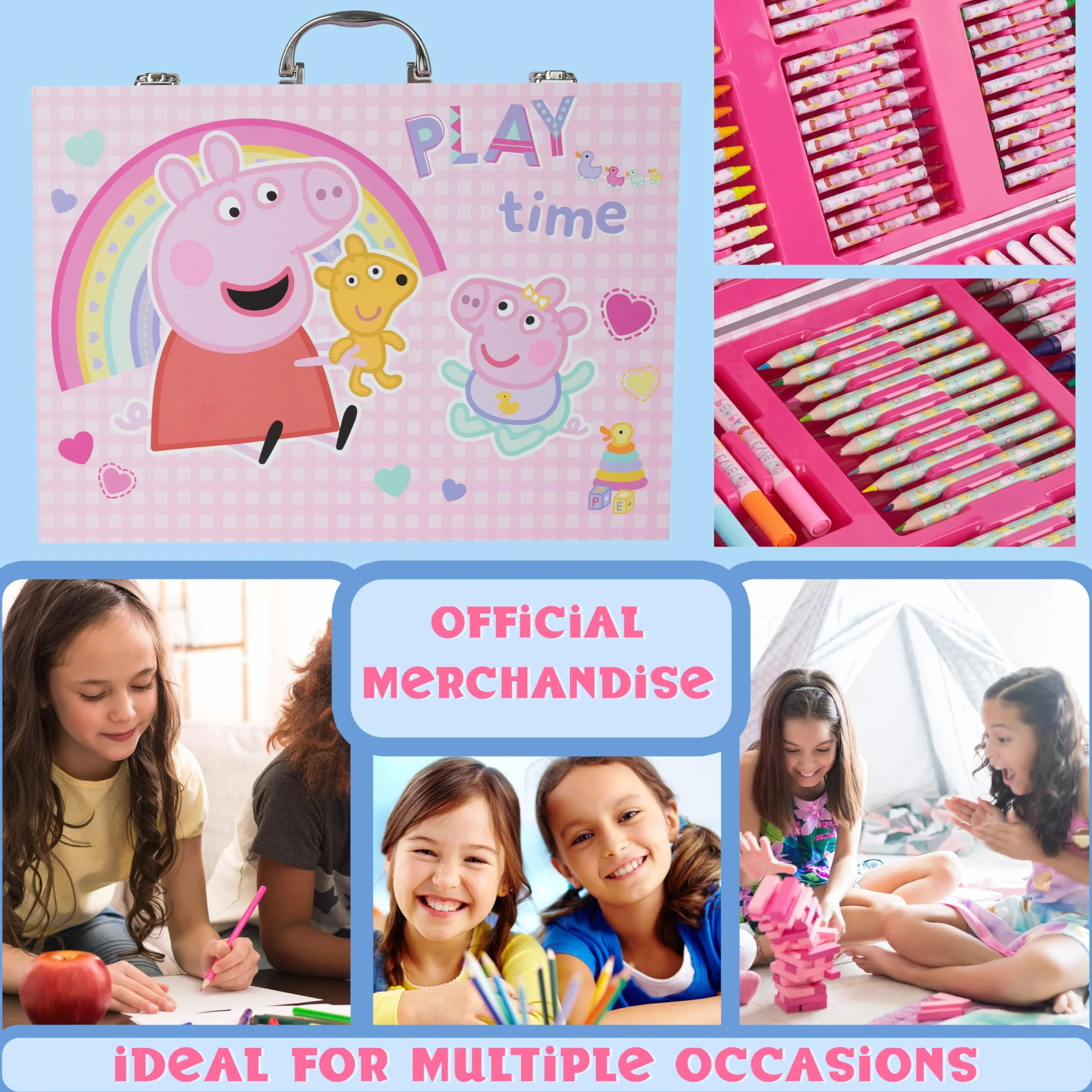 Peppa Pig Coffret Coloriage Enfant 137 Pièces Kit Papeterie Loisirs Créatifs