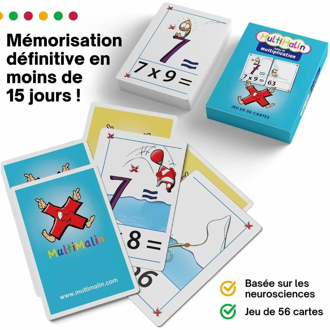 Coffret Tables de Multiplication CE1 CM2 - Livret Dessins Animés Jeu de Cartes Apprendre Tables de Multiplication en Moins de 15 Jours