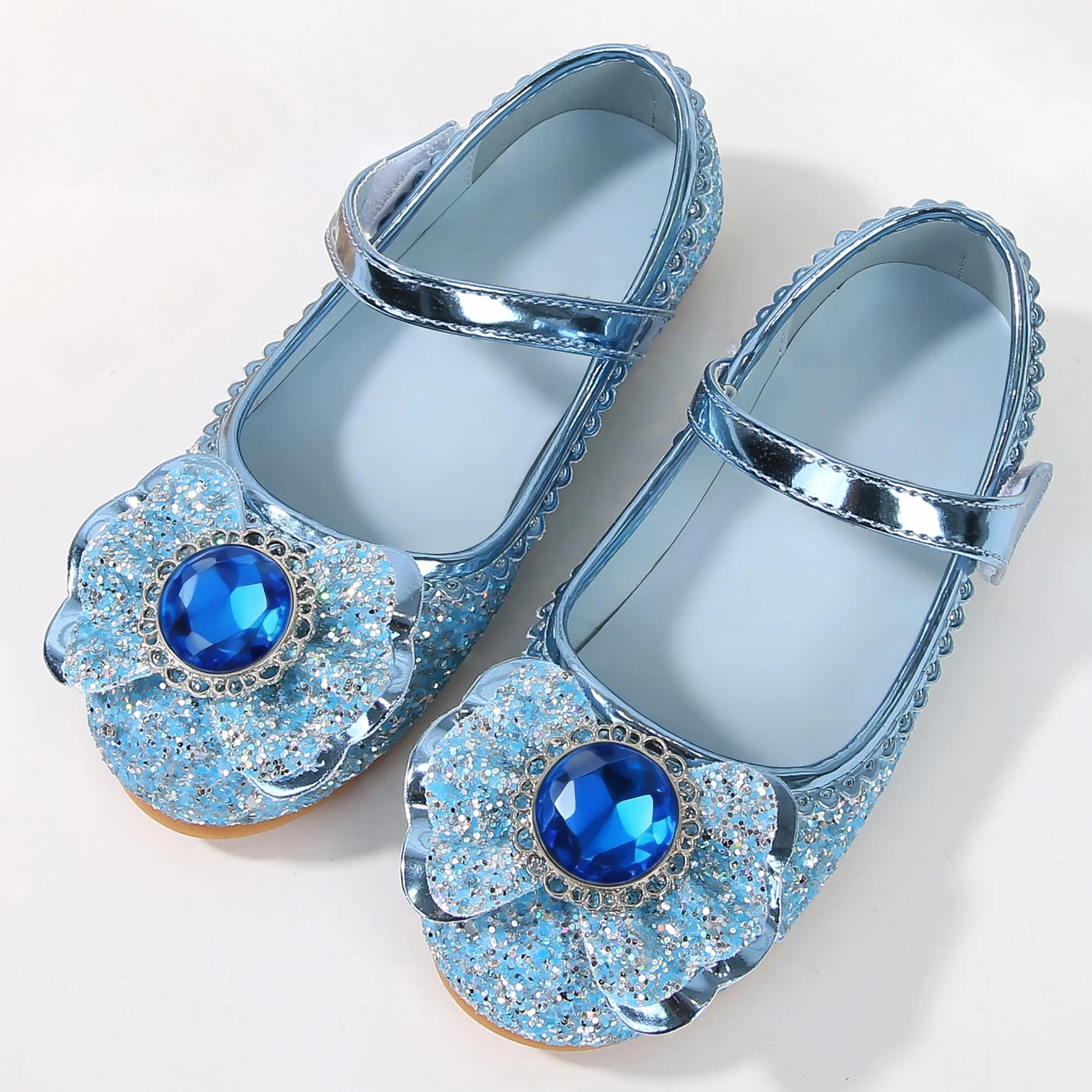 Sandale à Talon Haut Enfant Ballerine Argenté Halloween Noël Anniversaire Mariage Déguisement Crystal Bleu 30 EU