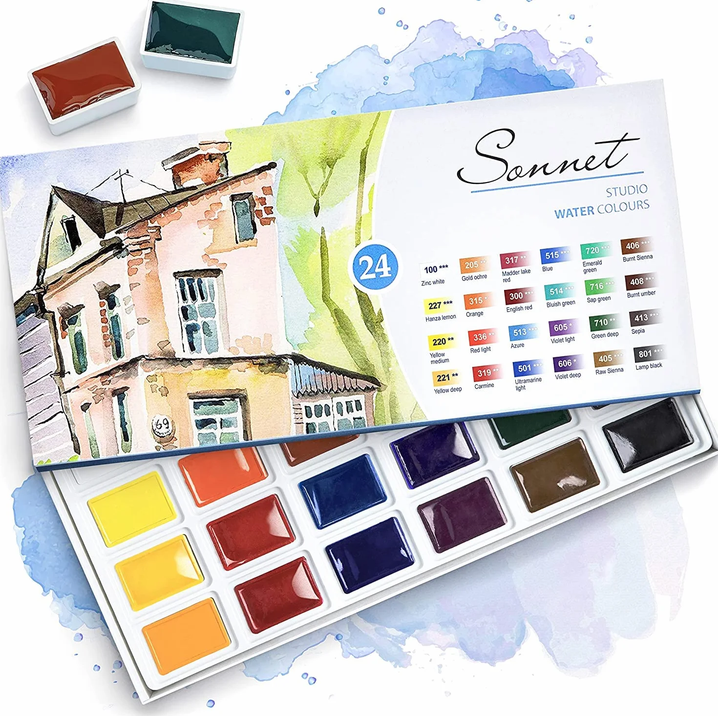Nevskaya Palitra Sonnet Set de Peinture Aquarelle 24 Aquarelles