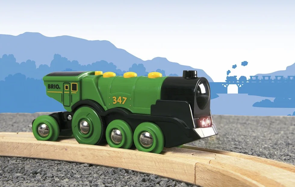 BRIO World 33593 Locomotive Verte Puissante À Piles Train Électrique Jouet pour Garçons Filles Dès 3 Ans