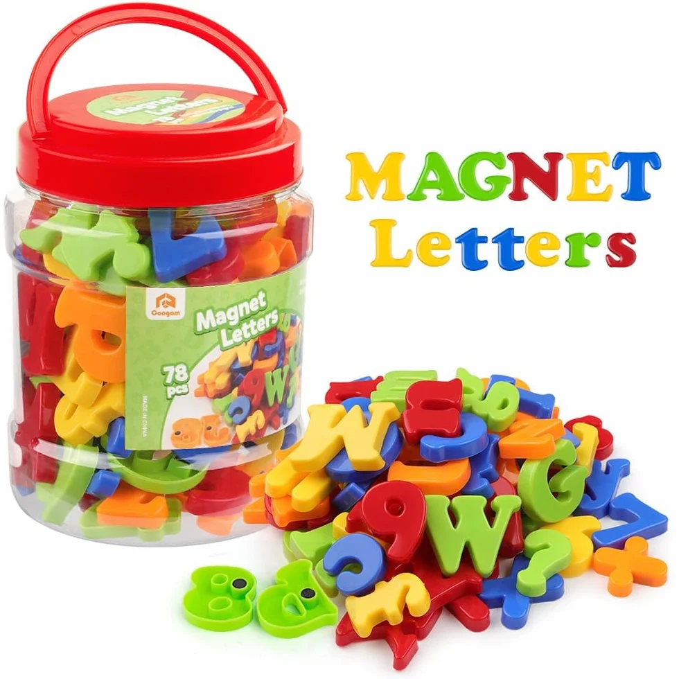 Coogam Magnétiques Lettres et Chiffres Alphabet Majuscule Minuscule Aimants Frigo Jouet éducatif Préscolaire 78 Pcs
