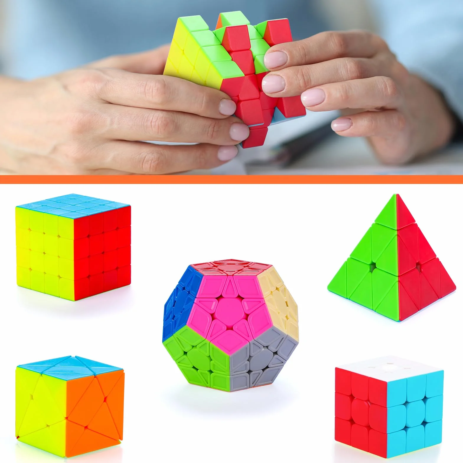 Speed Magic Cube Ensemble 6 Pack Cube Magique 2x2x2 3x3x3 4x4x4 Pyraminx Megaminx Skewb sans Autocollant Jouet