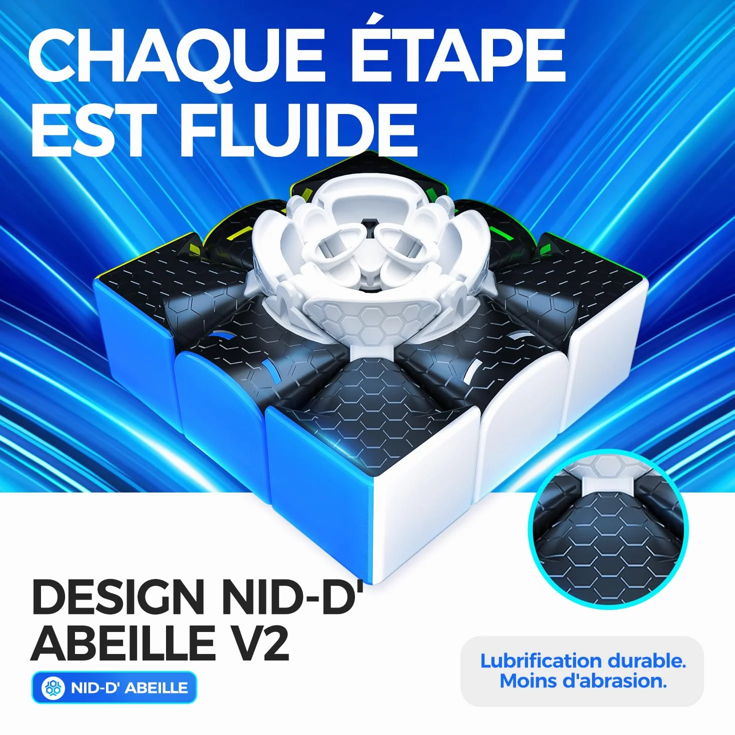 GAN 356RS Speed Cube Magique 3x3x3 sans Autocollant, Casse-Tête Classique avec GES+
