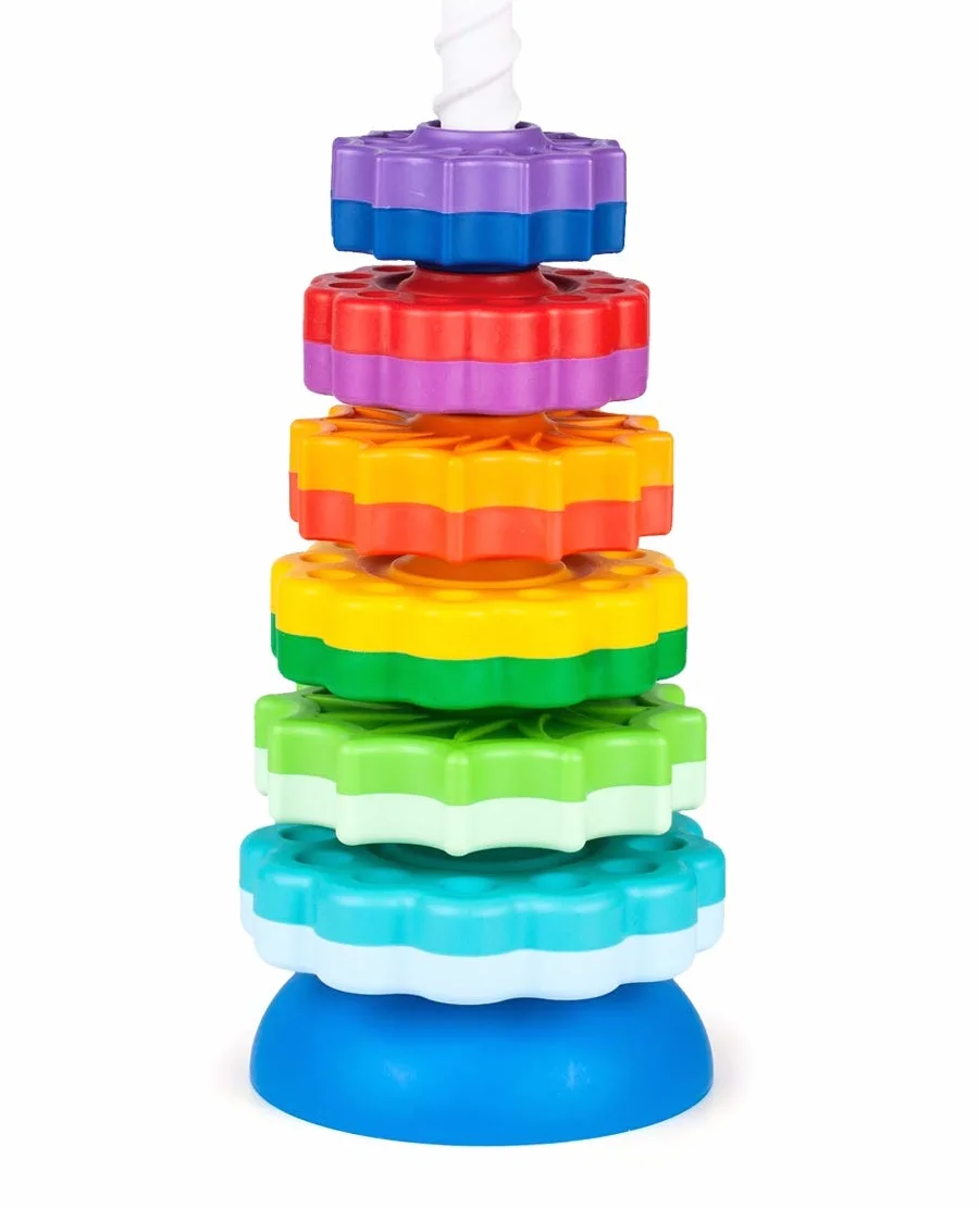 FANCY Grande Pyramide pour Bébé Jouet à Empiler 40 cm - Jouet d’Éveil avec Engrenages Jeux Éducatifs Empilement et Culbuto Cadeau Enfant 1 2 3 Ans