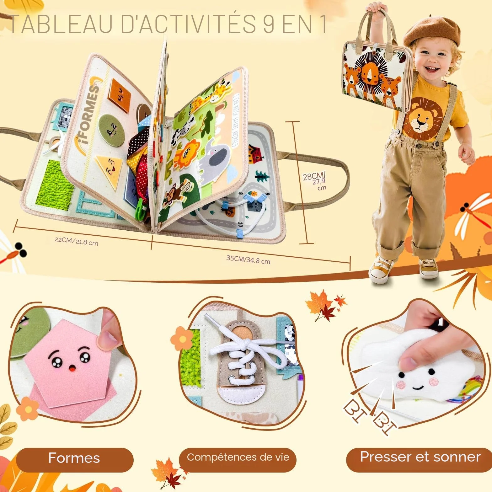 Busy Board Montessori Jouet Enfant 2 Ans Jeux Voiture Voyage Livre Bebe Cadeau Fille